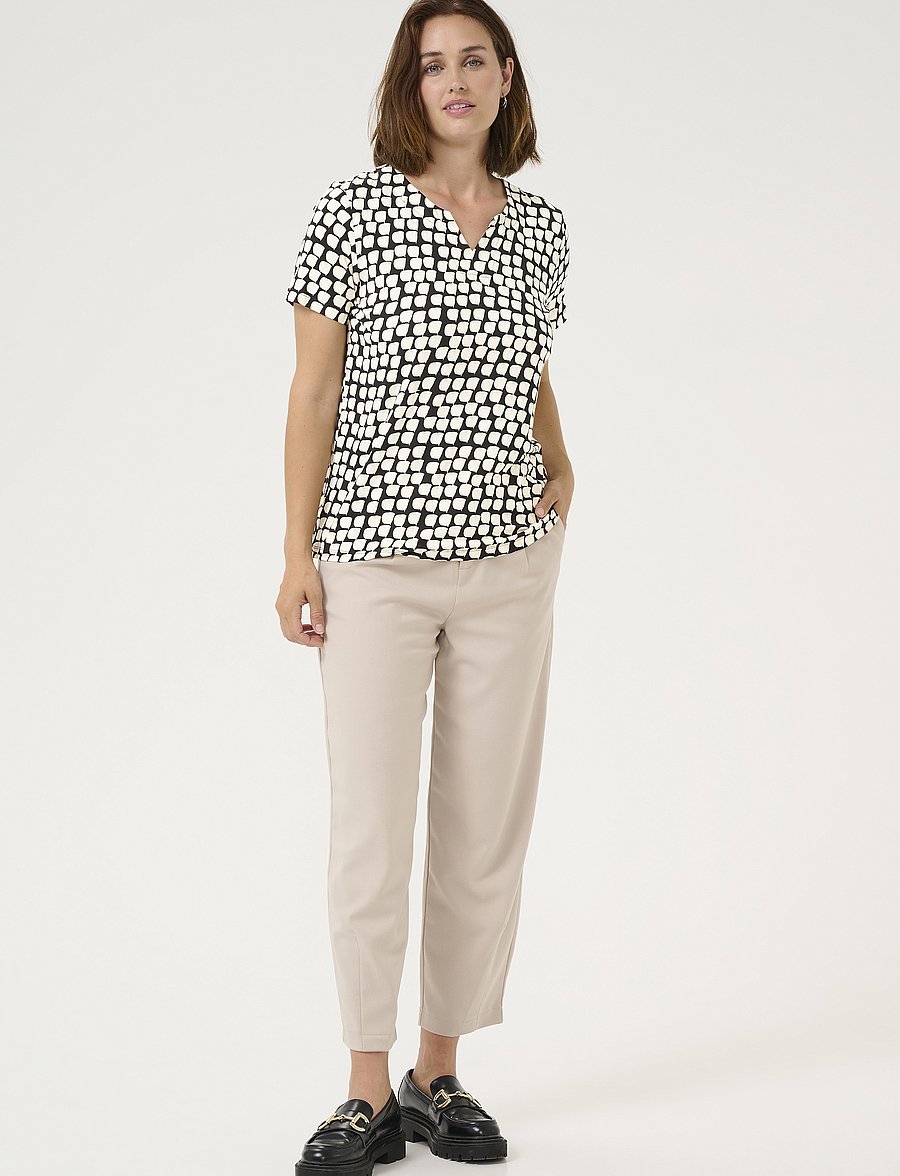 Kaffe - KAbella Jersey Blouse - blouses à manches courtes - black_sand graphic dot - 3
