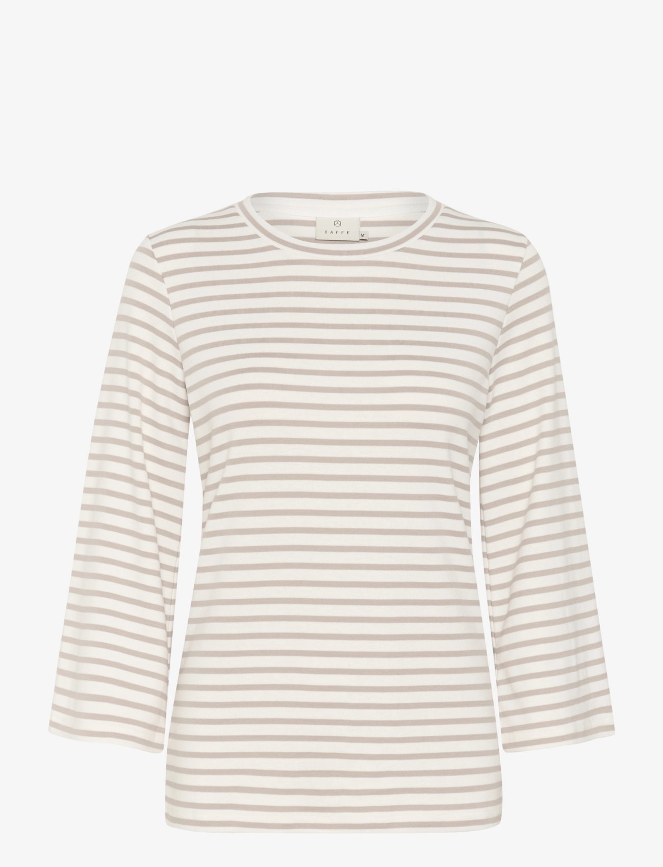 Kaffe KAliddy 3/4 Sleeve Blouse - Tøj - CHALK/FEATHER GRAY STRIPE / beige