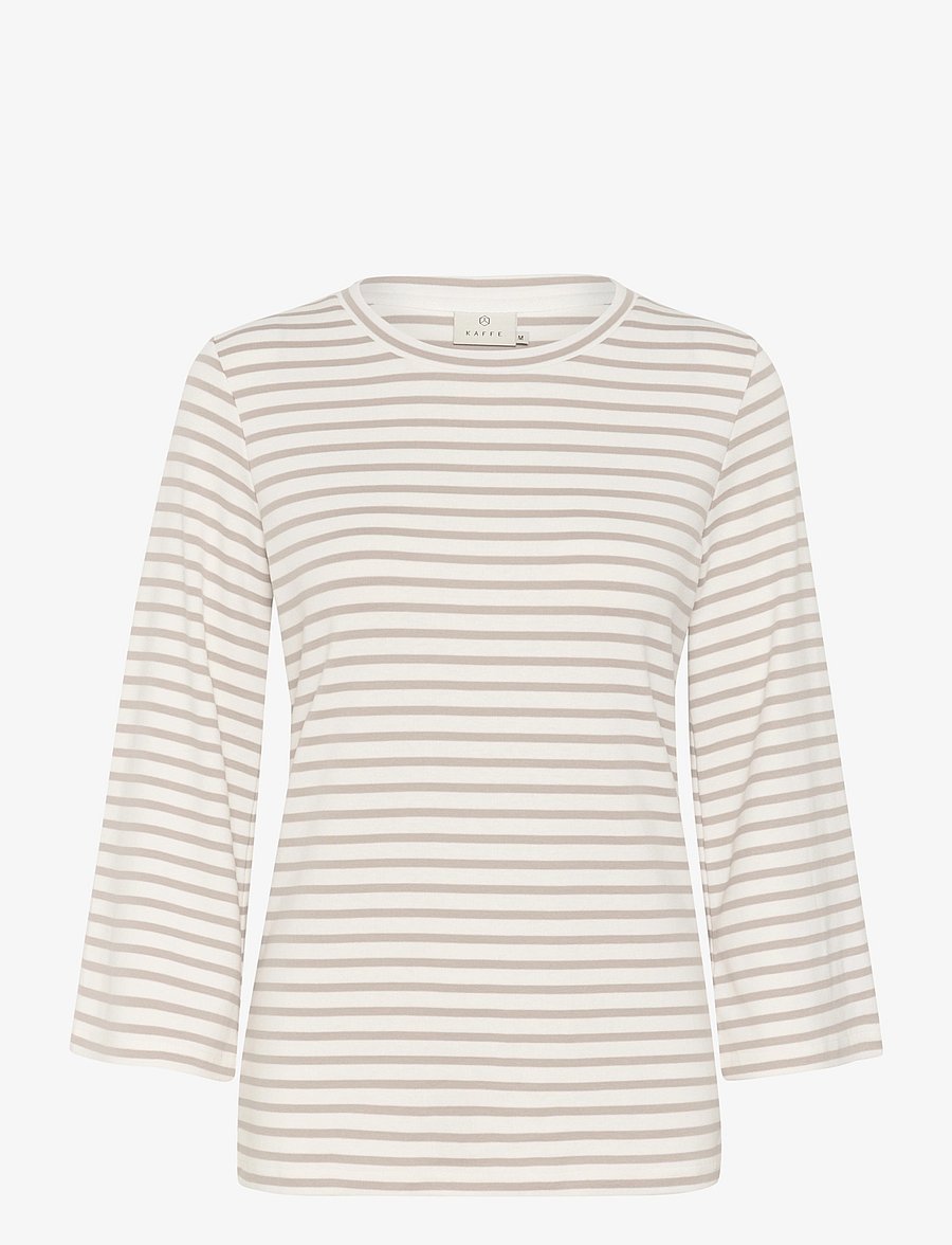 Kaffe - KAliddy 3/4 Sleeve Blouse - pitkähihaiset paidat - chalk/feather gray stripe - 1