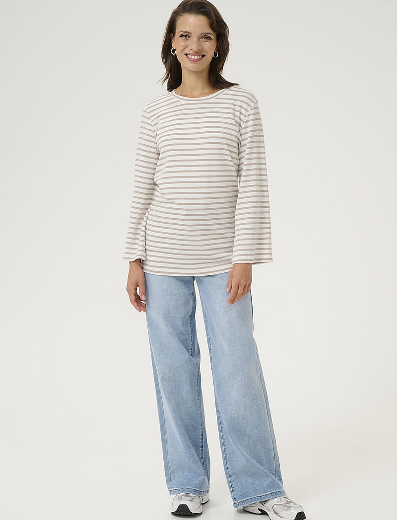 Kaffe - KAliddy 3/4 Sleeve Blouse - långärmade toppar - chalk/feather gray stripe - 3