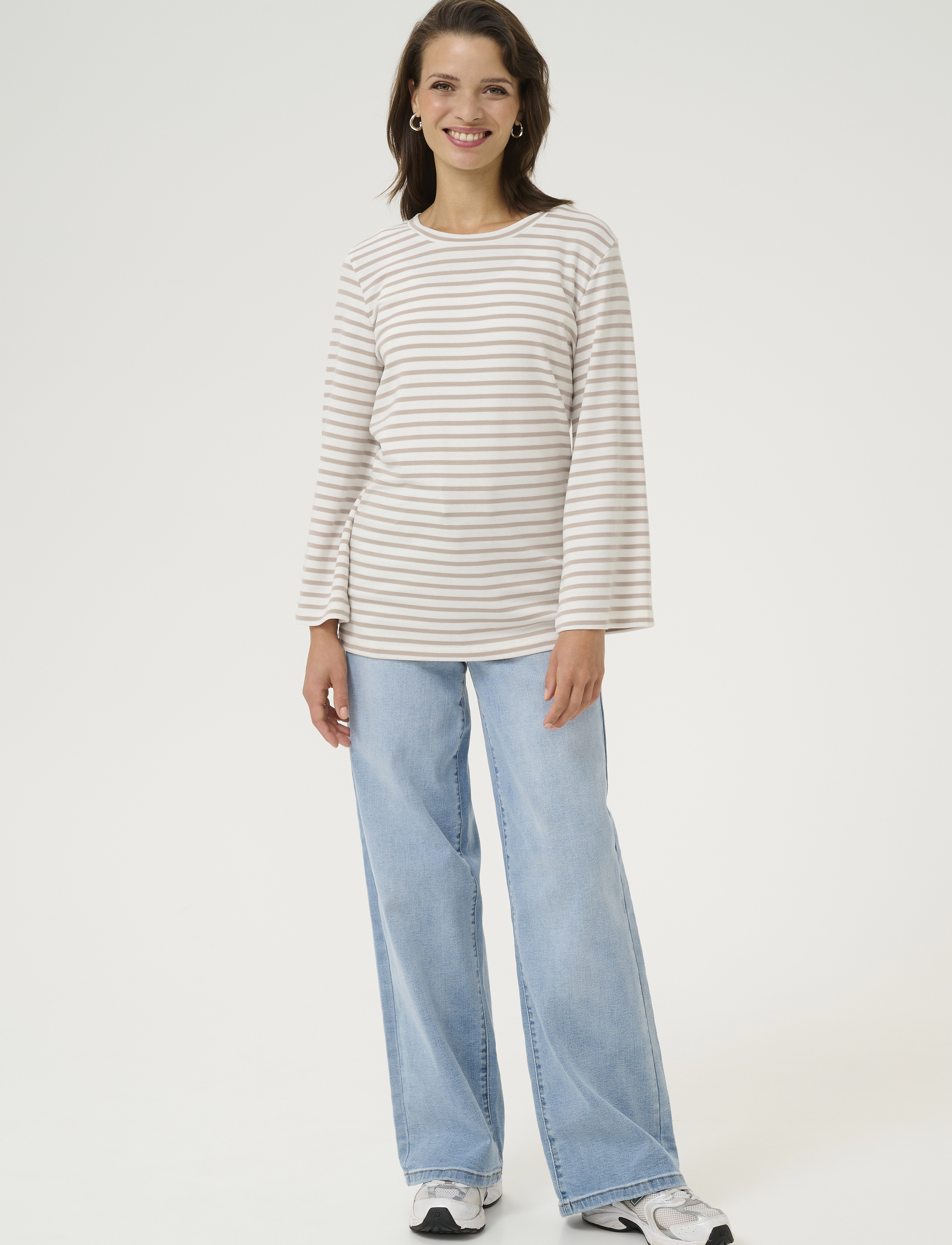 Kaffe - KAliddy 3/4 Sleeve Blouse - langærmede toppe - chalk/feather gray stripe - 3