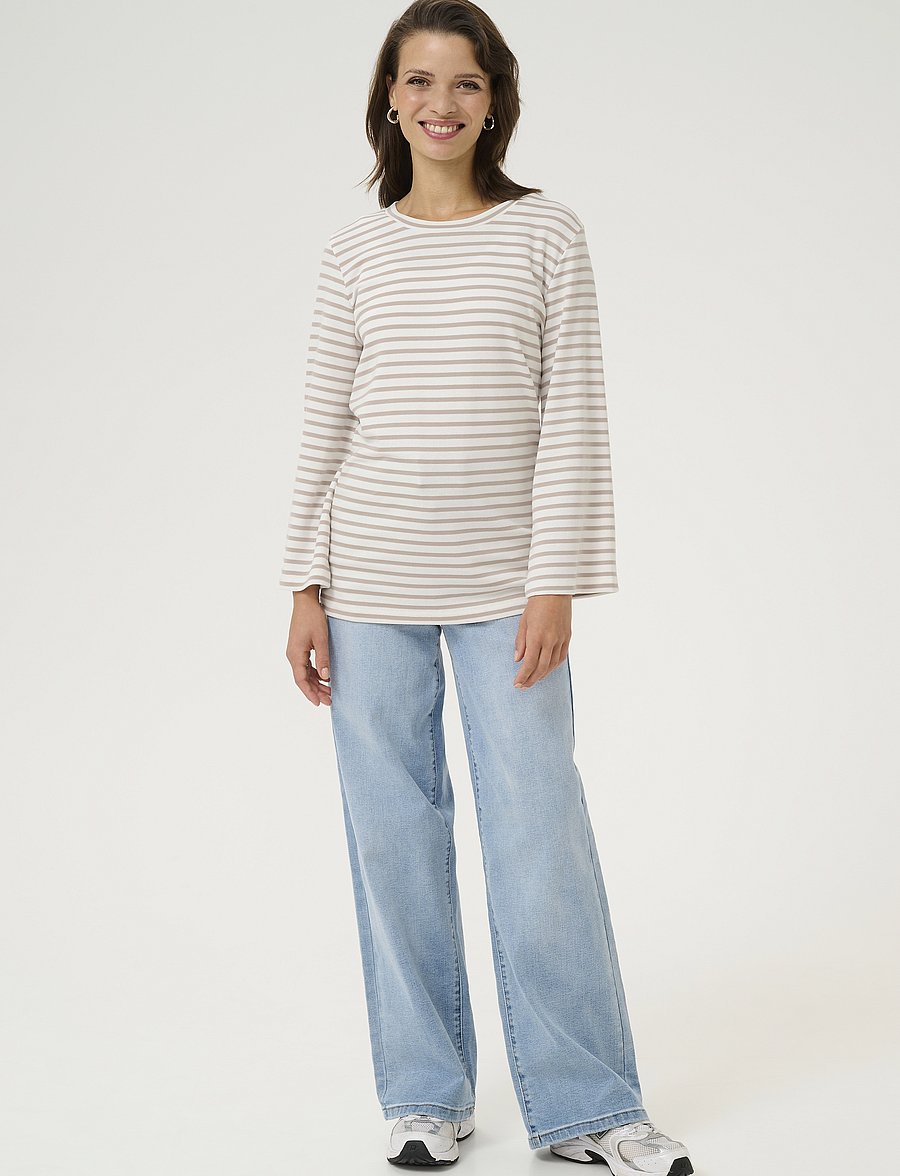 Kaffe - KAliddy 3/4 Sleeve Blouse - pitkähihaiset paidat - chalk/feather gray stripe - 3