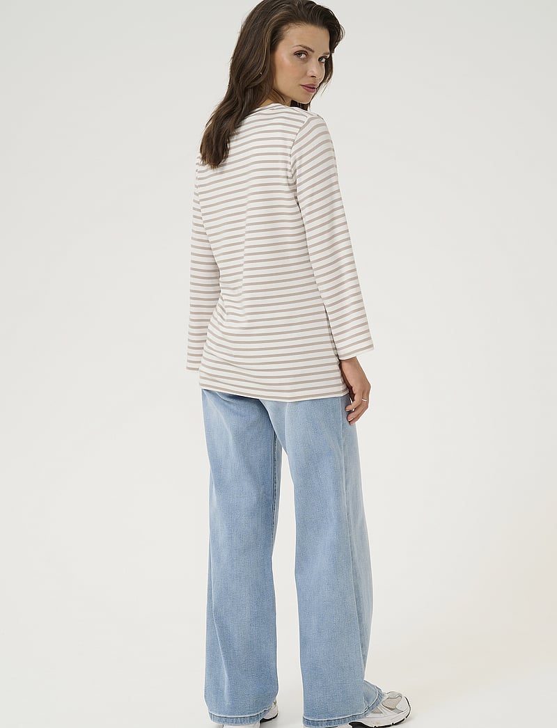 Kaffe - KAliddy 3/4 Sleeve Blouse - långärmade toppar - chalk/feather gray stripe - 4