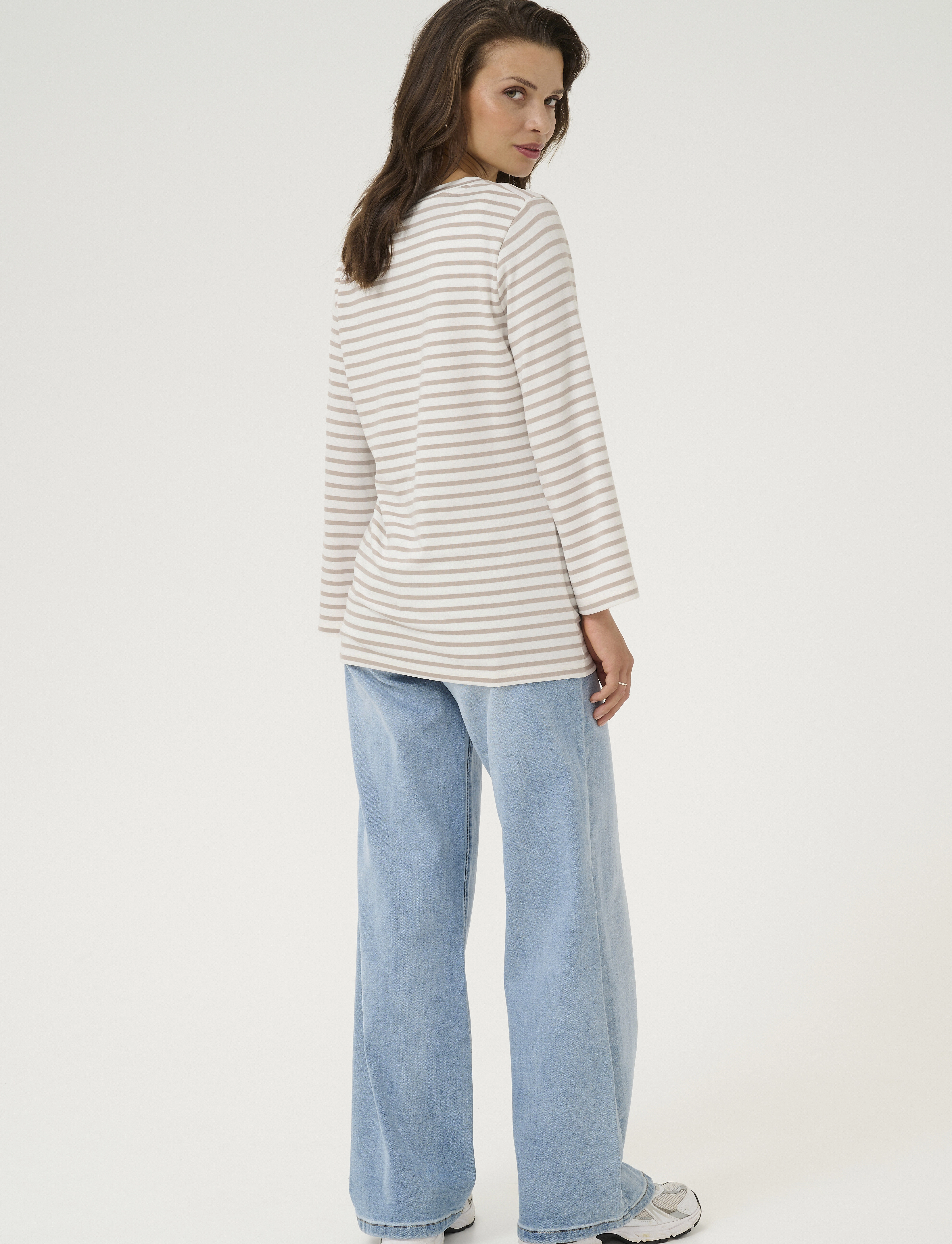Kaffe - KAliddy 3/4 Sleeve Blouse - langærmede toppe - chalk/feather gray stripe - 4