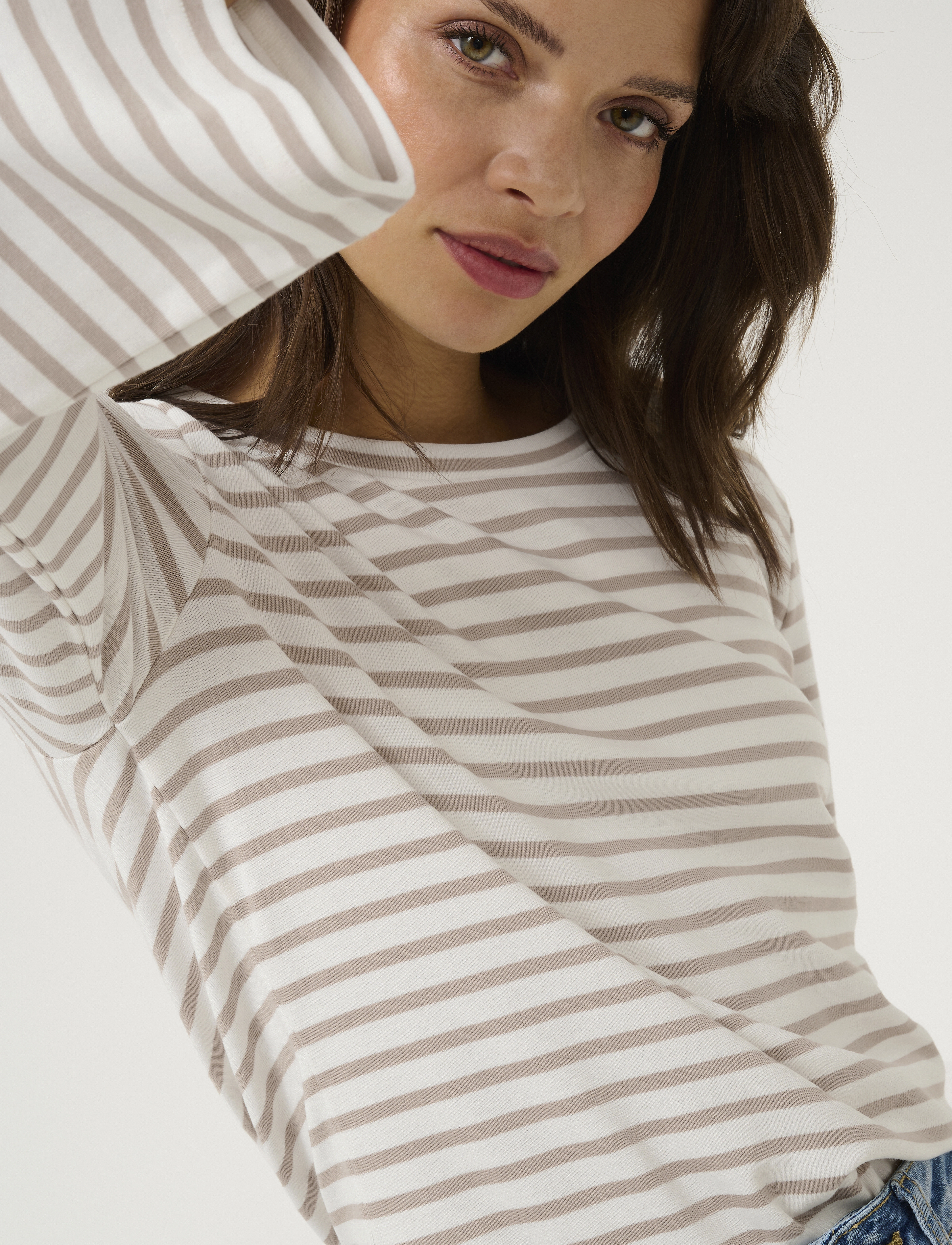 Kaffe - KAliddy 3/4 Sleeve Blouse - langærmede toppe - chalk/feather gray stripe - 5