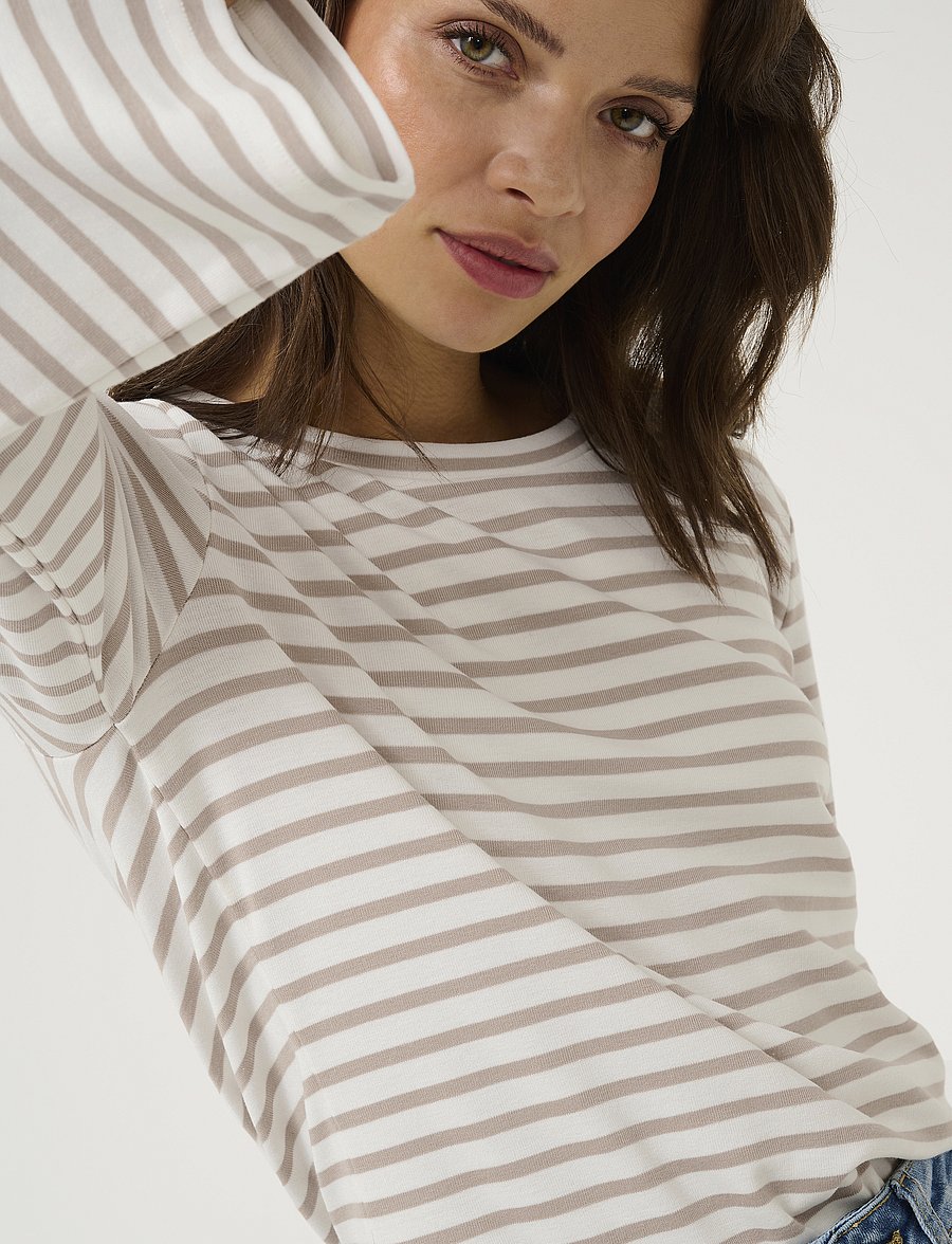 Kaffe - KAliddy 3/4 Sleeve Blouse - pitkähihaiset paidat - chalk/feather gray stripe - 5