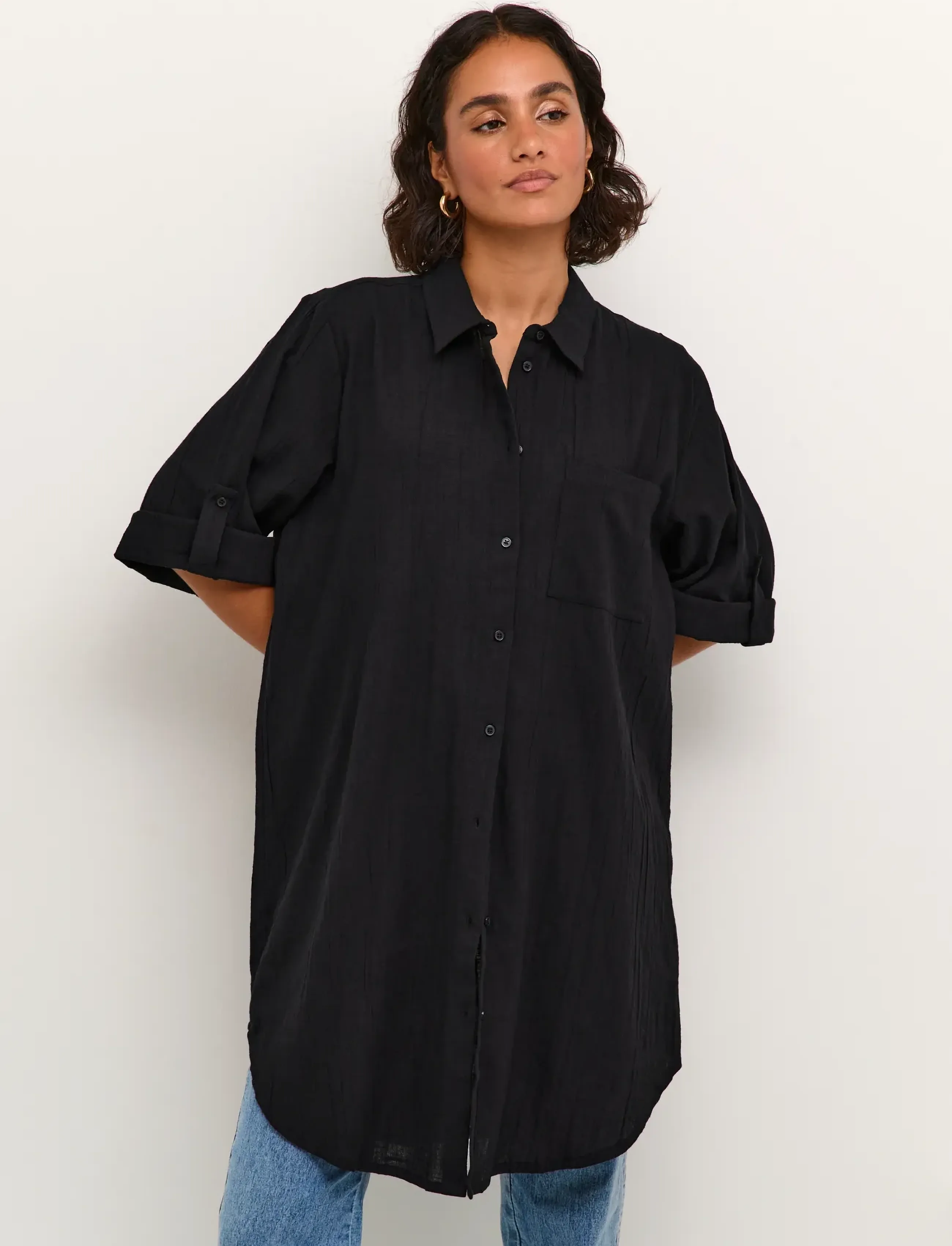 Kaffe KApauline Shirt Dress - Short Dresses - BLACK DEEP / black