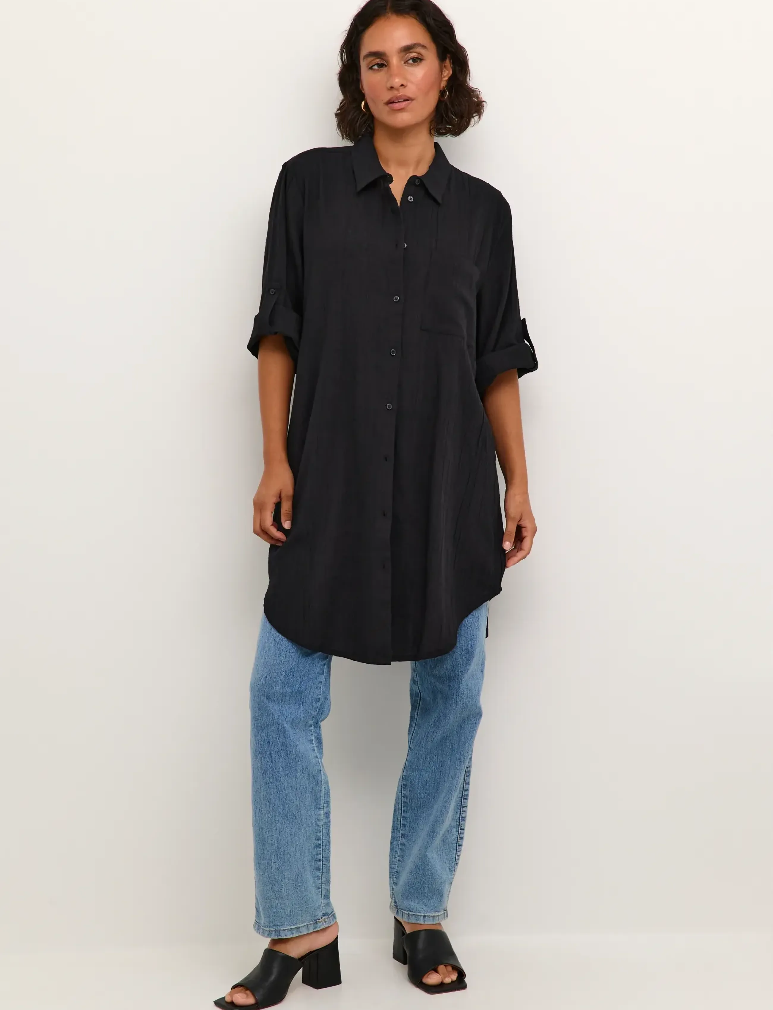 Kaffe - KApauline Shirt Dress - särkkleidid - black deep - 3
