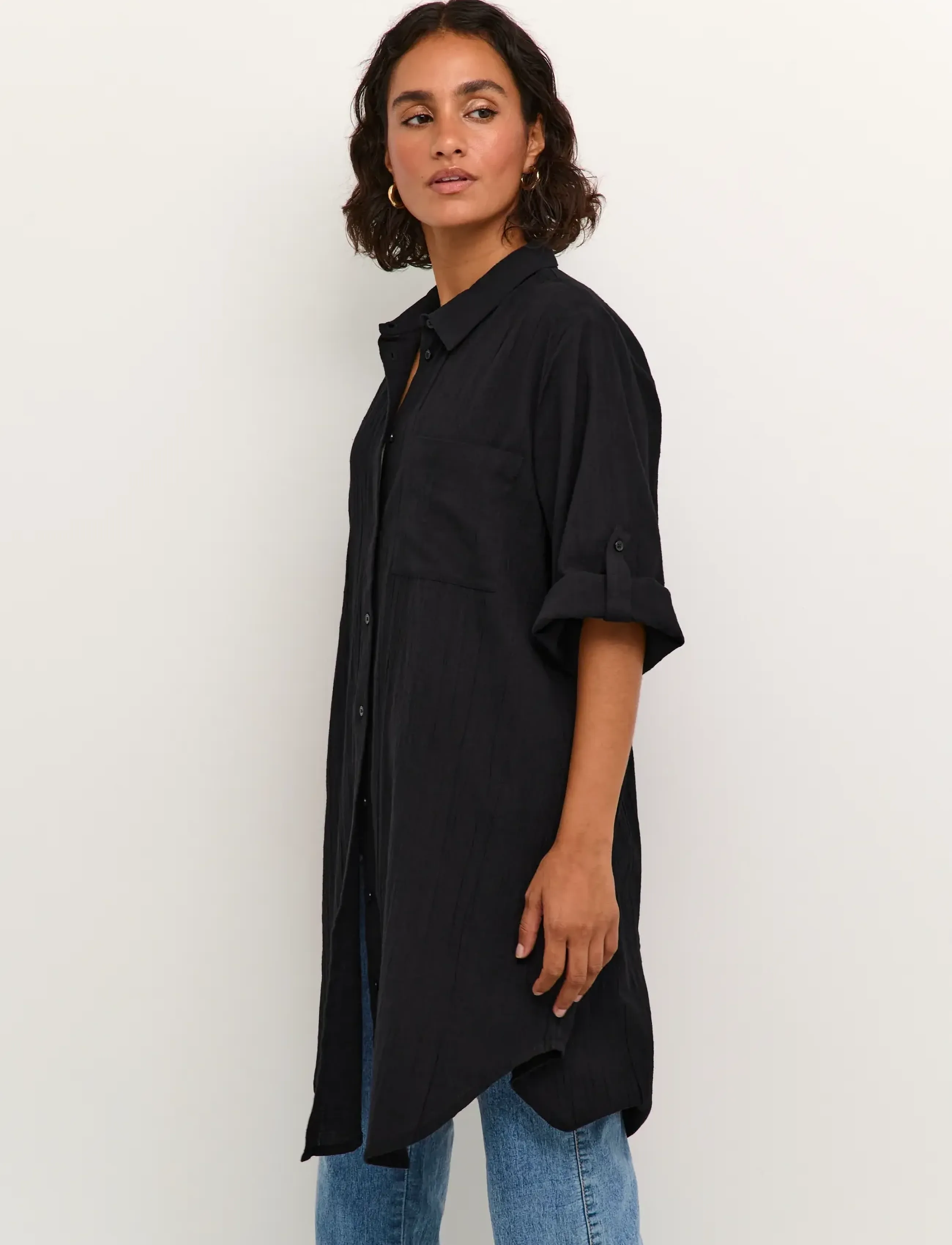 Kaffe - KApauline Shirt Dress - särkkleidid - black deep - 4