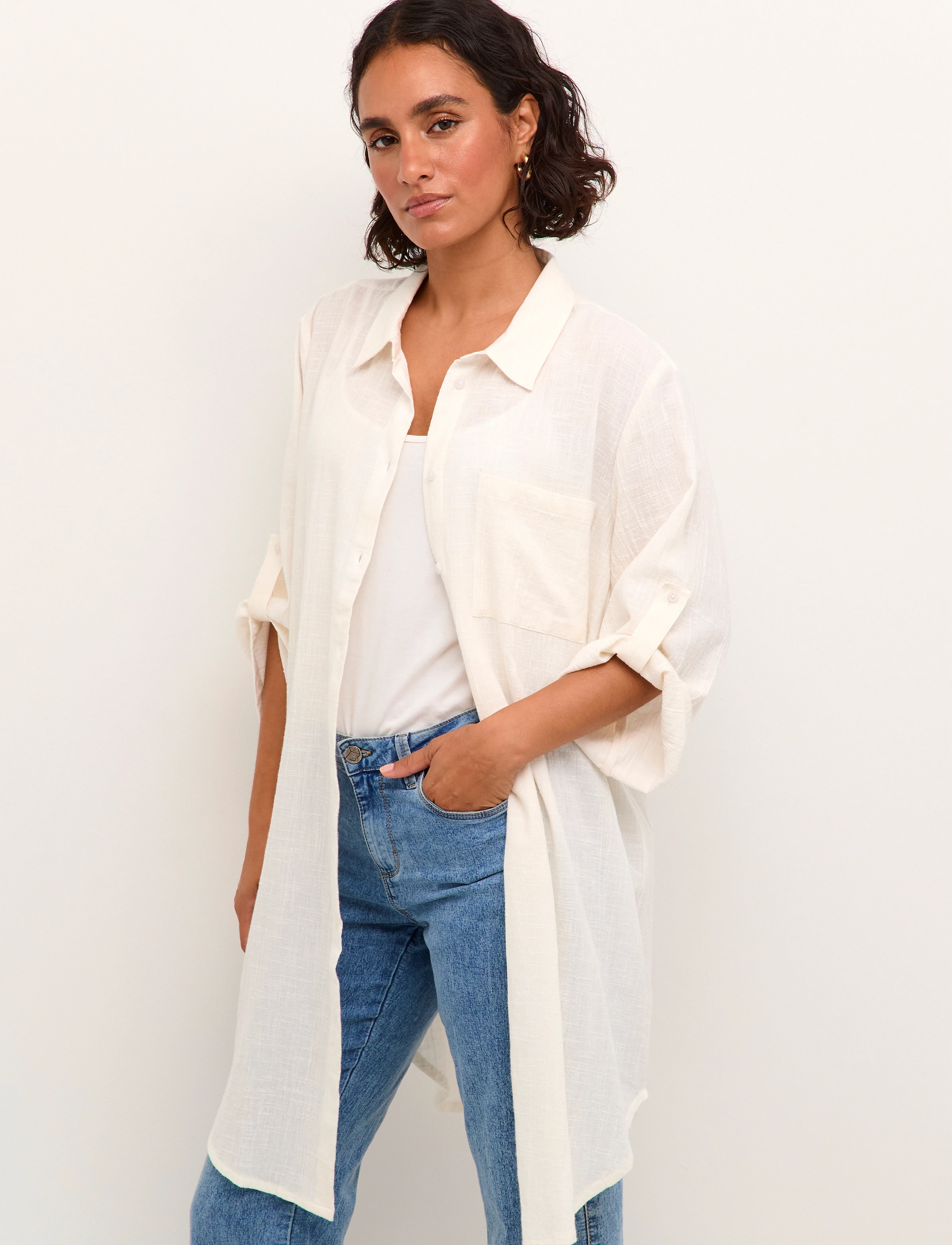 Kaffe KApauline Shirt Dress - Hemdkleider - CHALK / white