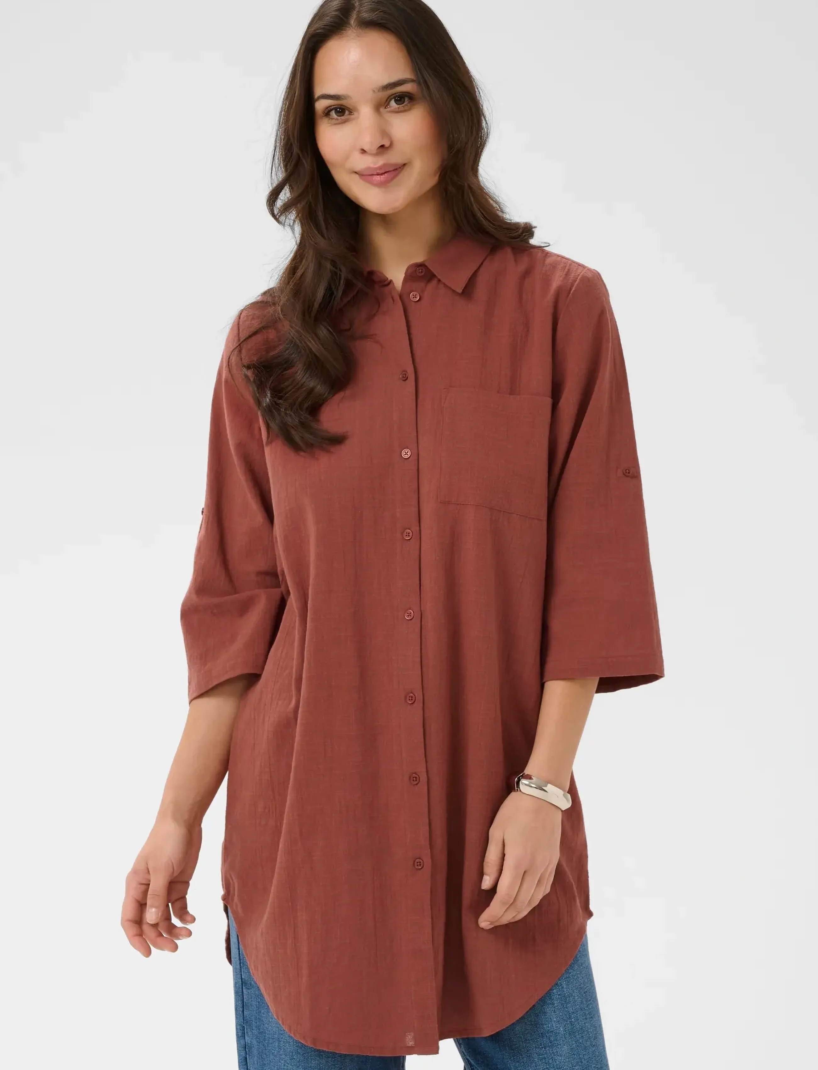 Kaffe KApauline Shirt Dress - Short Dresses - HENNA / red