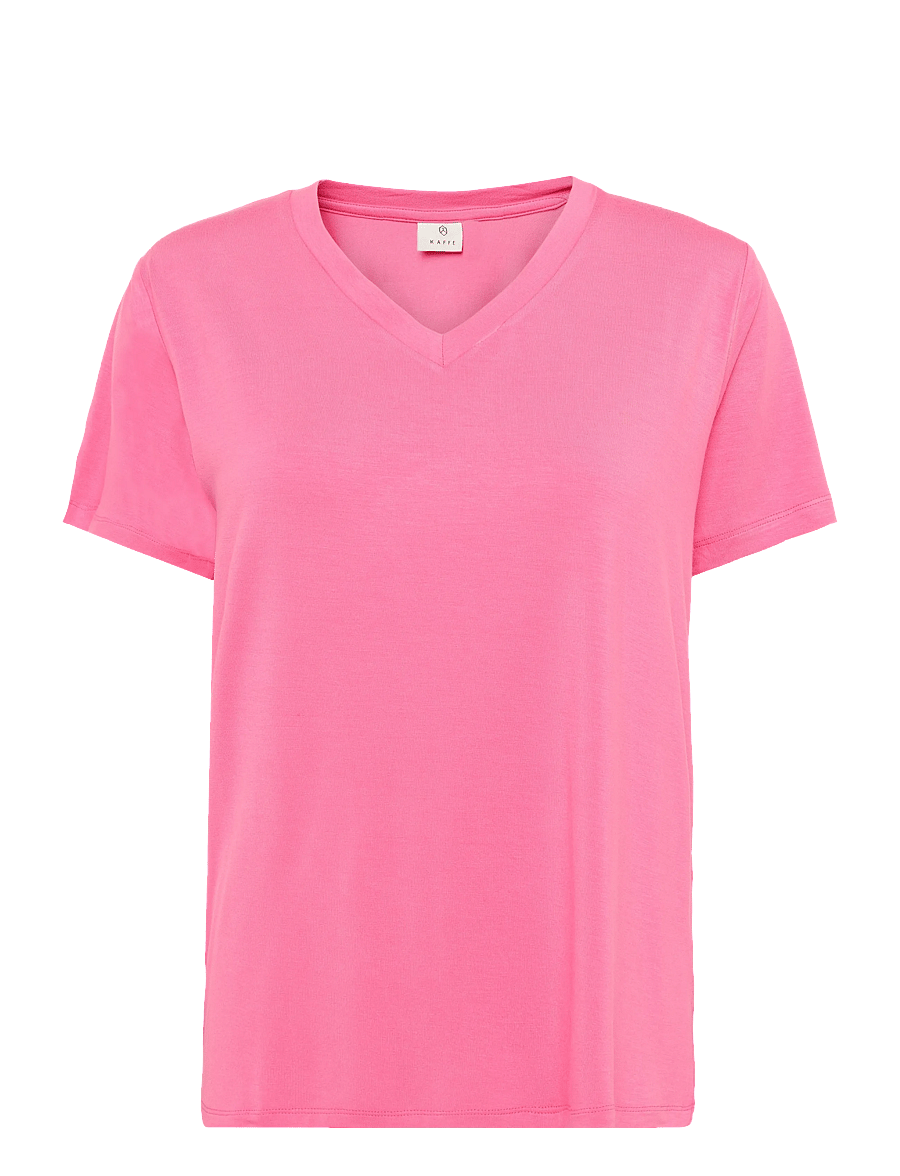 Kaffe - KAfrida V-Neck T-Shirt - t-shirts - pink power - 0