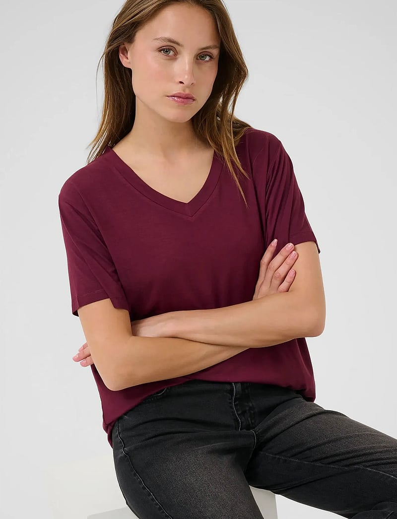 Kaffe - KAfrida V-Neck T-Shirt - t-shirts - windsor wine - 5