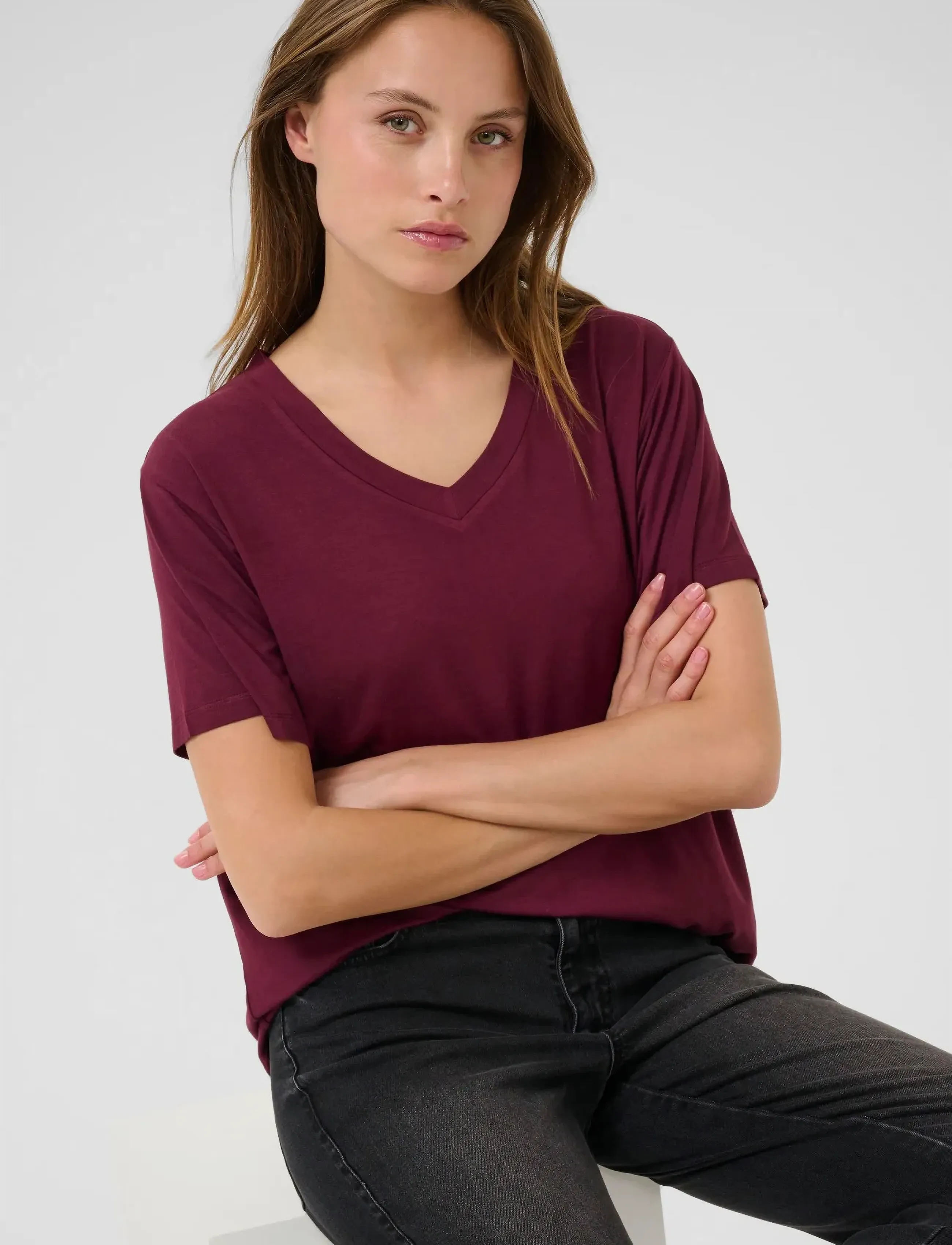 Kaffe - KAfrida V-Neck T-Shirt - windsor wine - 5