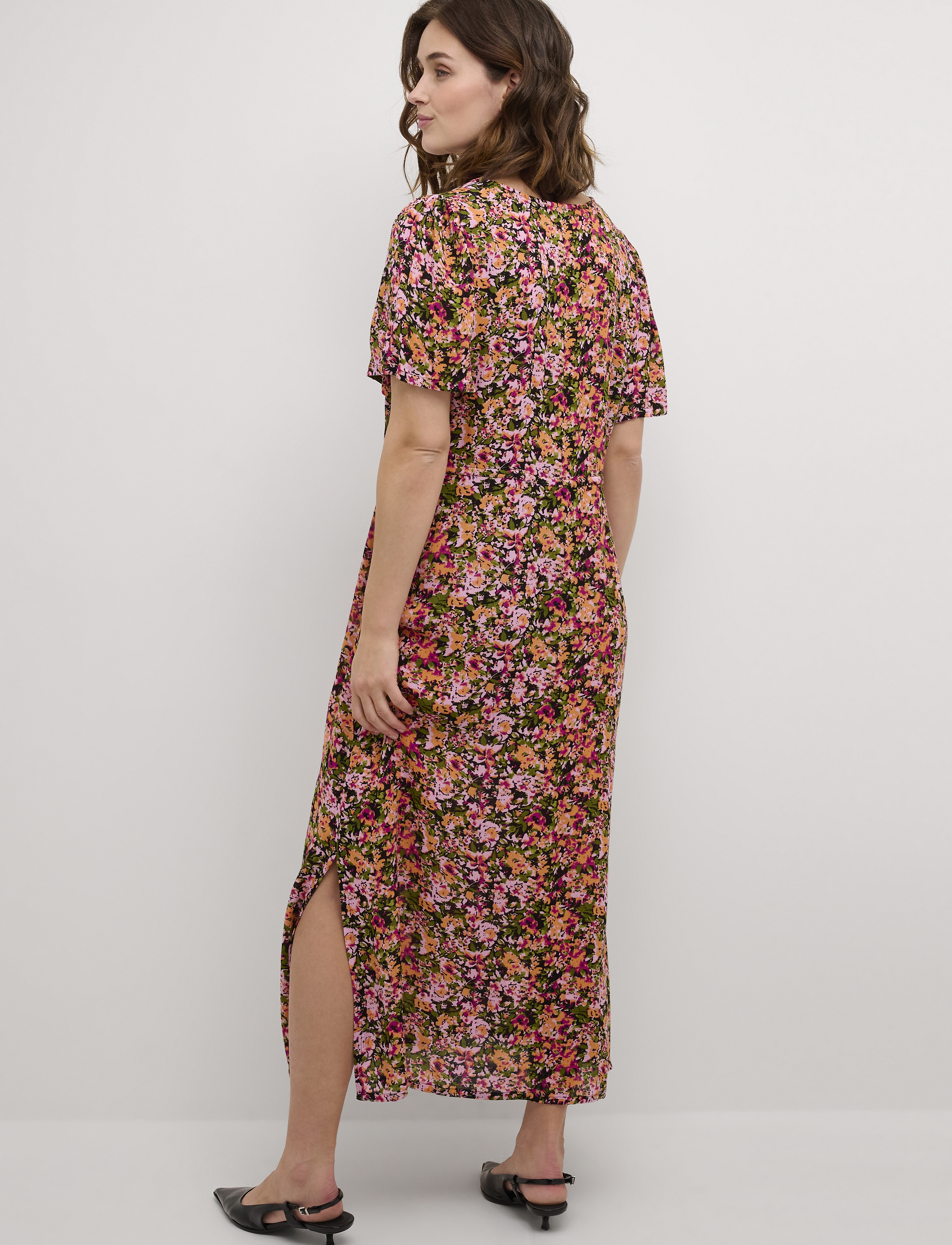 Kaffe - KAamber Long Dress - sommerkjoler - melon/pink abstract flower - 3