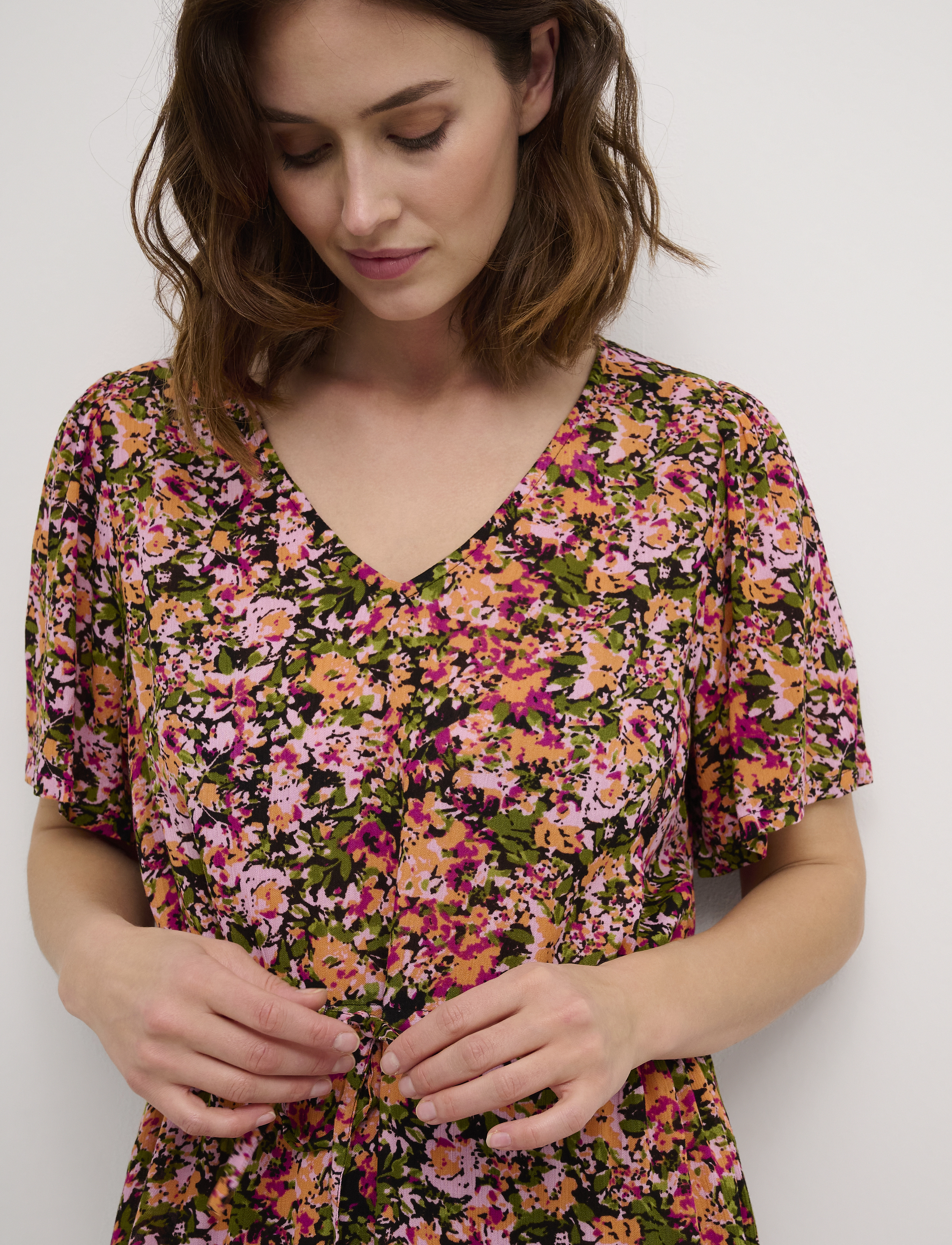 Kaffe - KAamber Long Dress - sommerkjoler - melon/pink abstract flower - 4