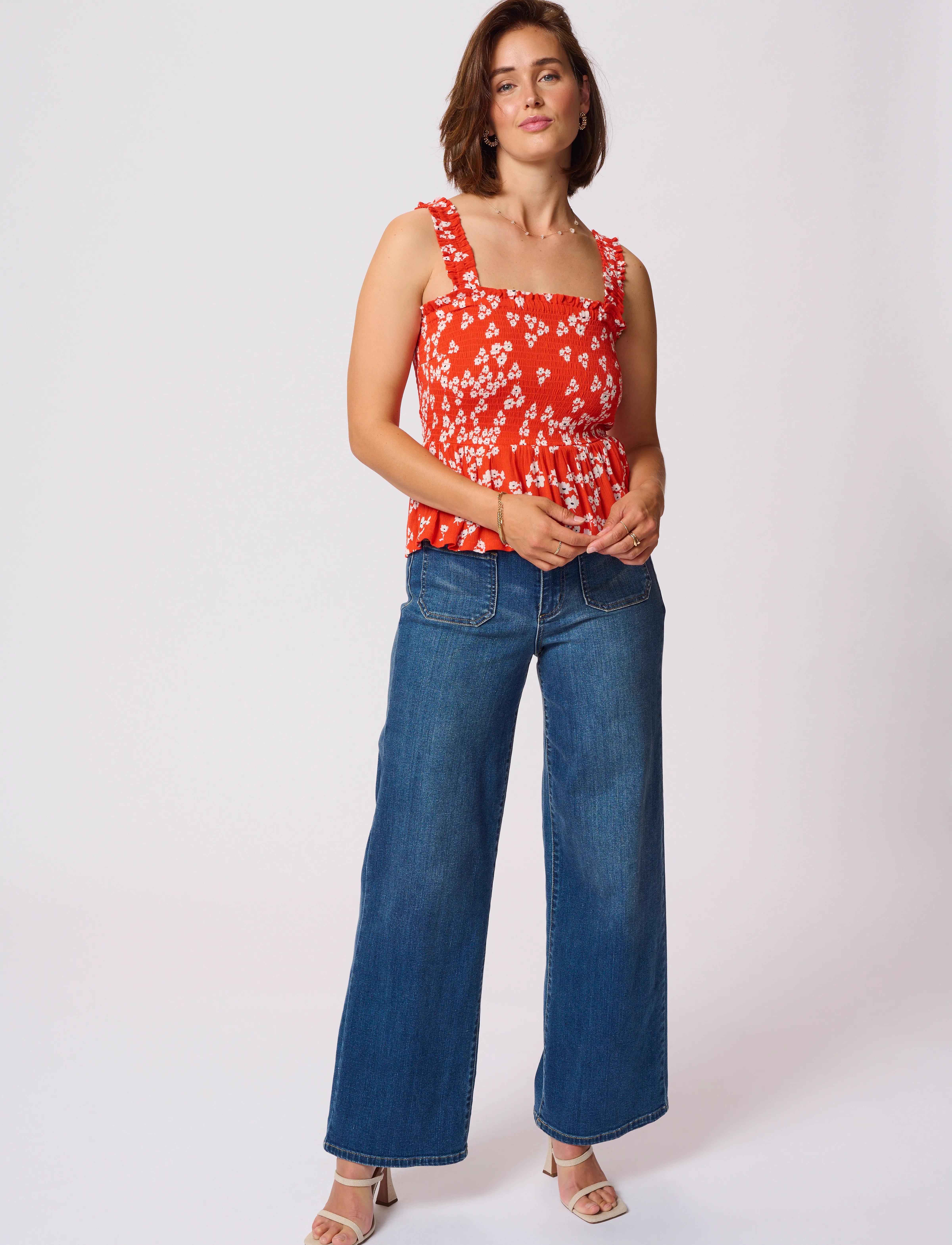 Kaffe - KAamber Smock Top - festtoppe - red/chalk/red petit fleur - 3