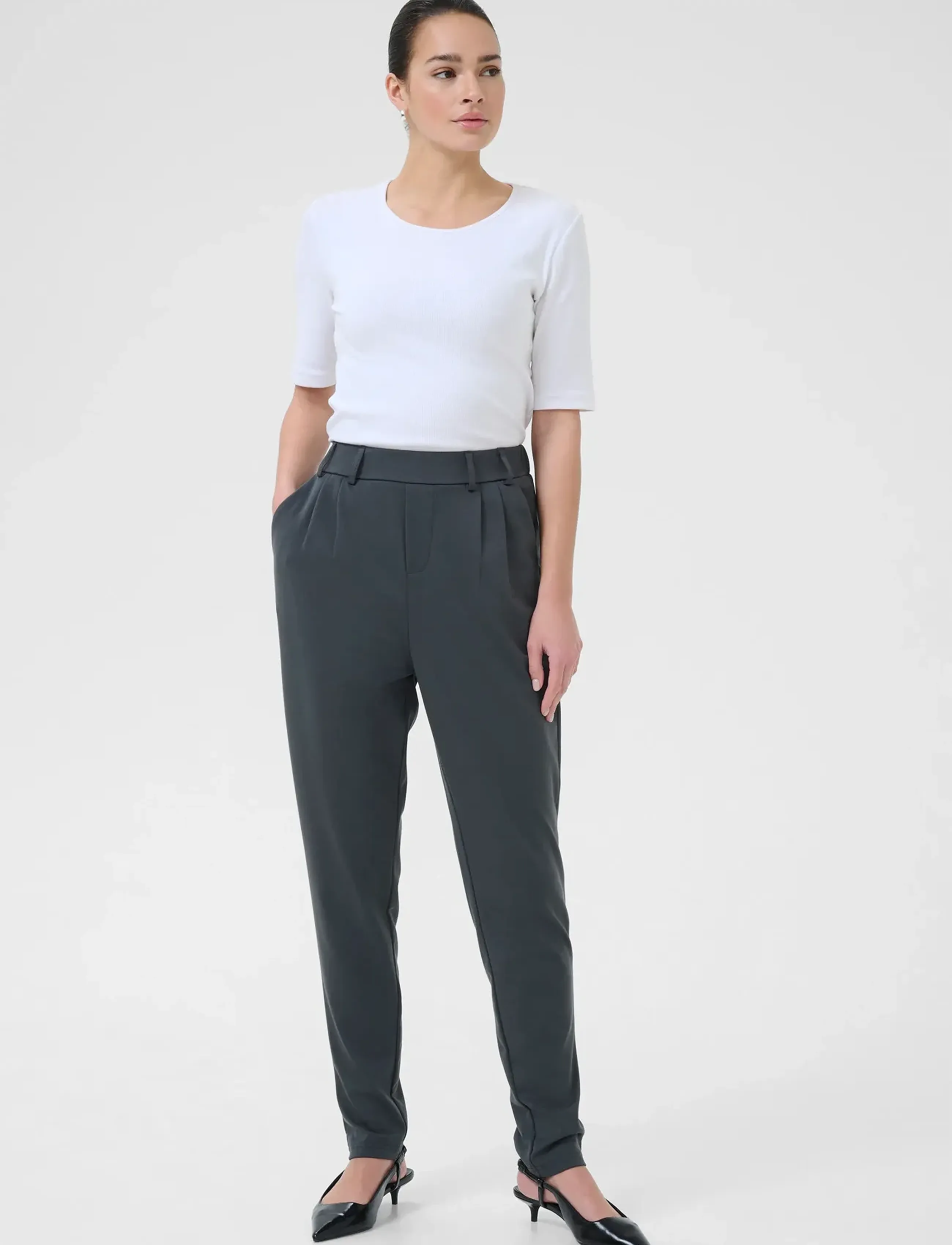 Kaffe - KAjenny Pants - slim-fit hosen - black oyster - 3