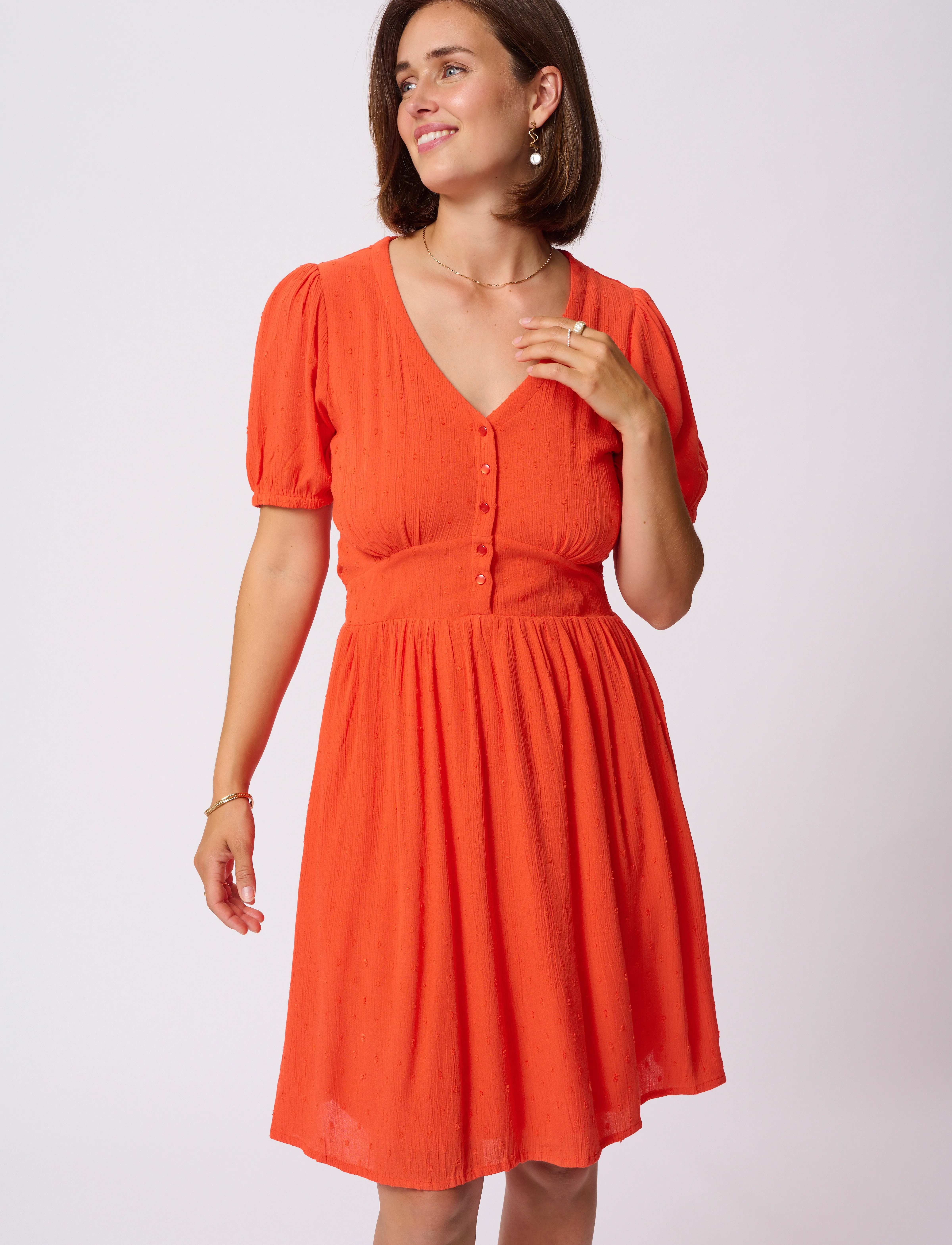 Kaffe Karonna Dress, 34, Dresses, Orange - Knee-length & Midi, Frauen