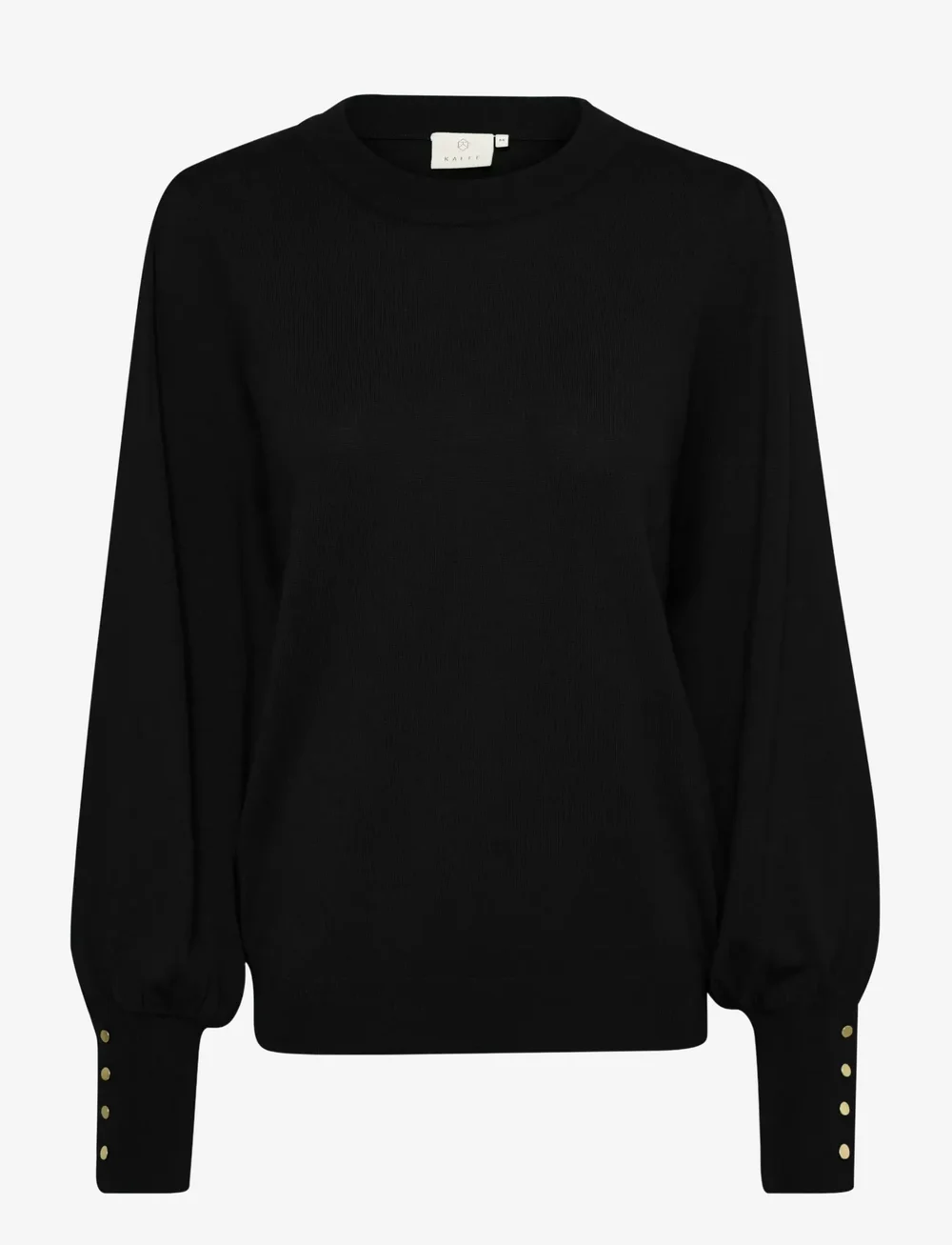 Kaffe - KAlizza Round Neck Knit Pullover Bu - striktrøjer - black deep - 1