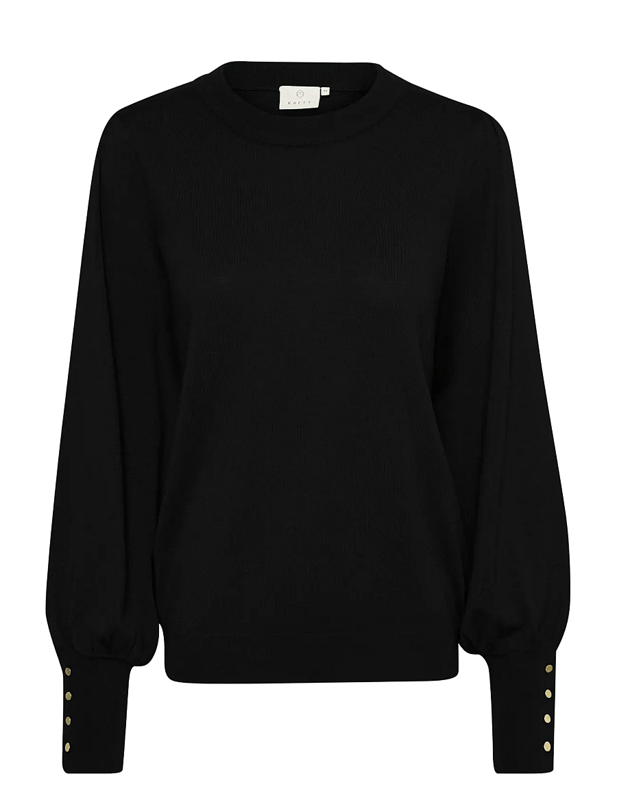 Kaffe - KAlizza Round Neck Knit Pullover Bu - stickade tröjor - black deep - 1