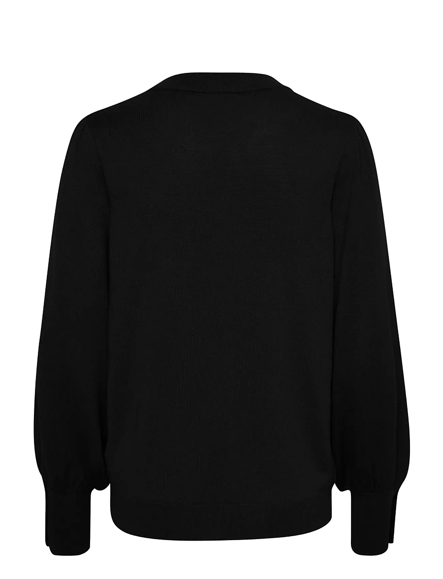 Kaffe - KAlizza Round Neck Knit Pullover Bu - stickade tröjor - black deep - 2