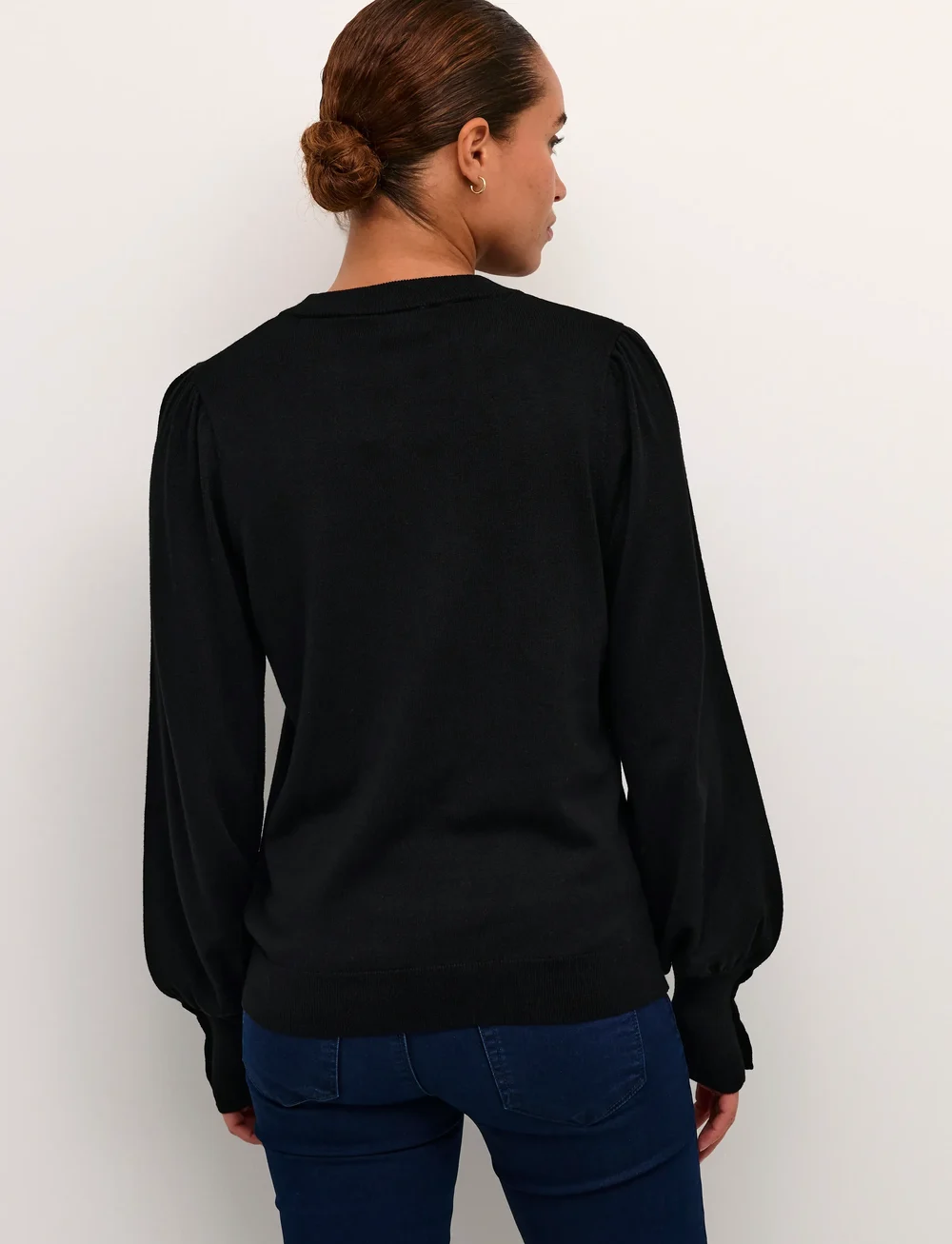 Kaffe - KAlizza Round Neck Knit Pullover Bu - striktrøjer - black deep - 4