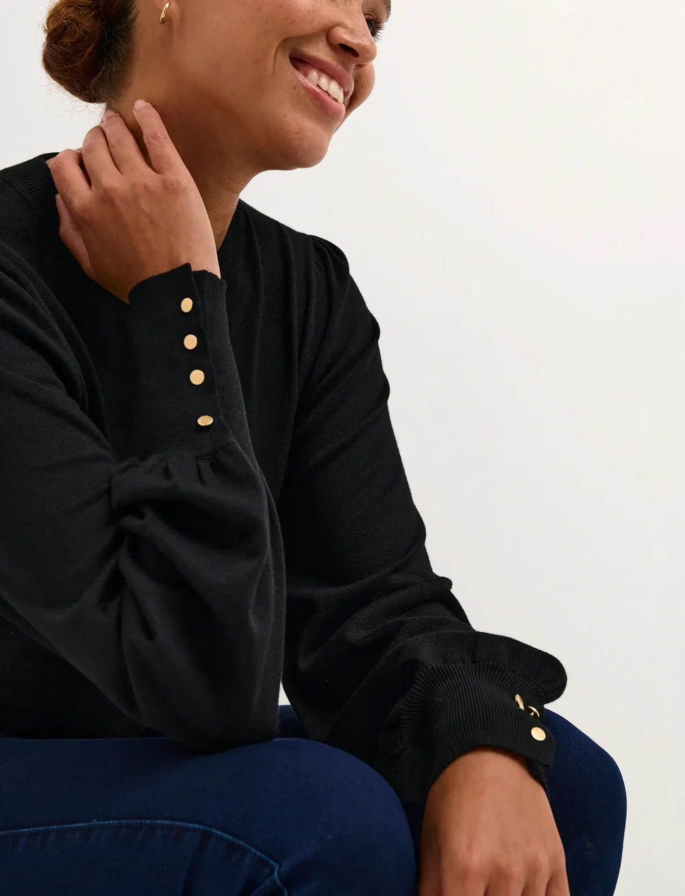 Kaffe - KAlizza Round Neck Knit Pullover Bu - striktrøjer - black deep - 5