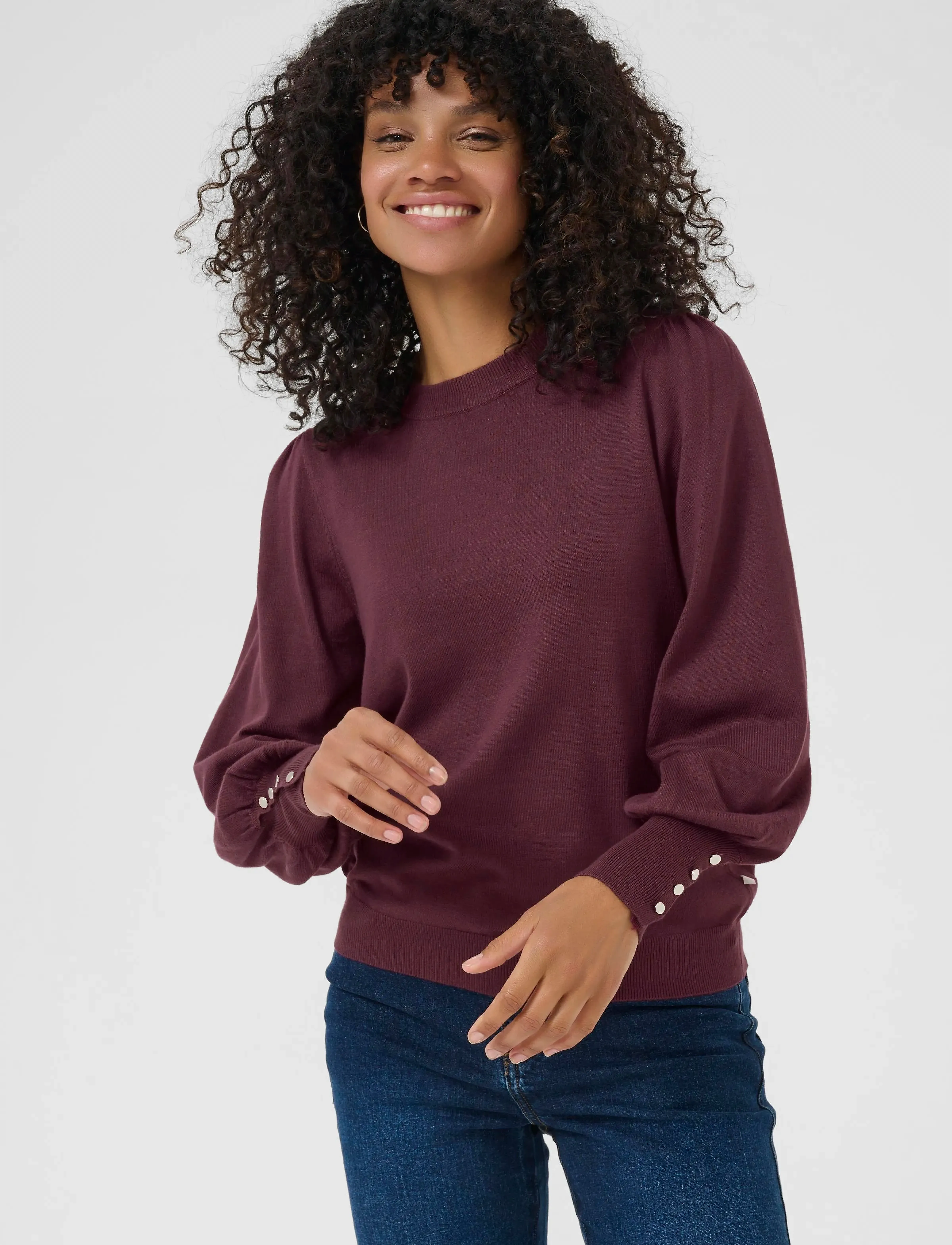 Kaffe Kalizza Round Neck Knit Pullover Bu, XS, Red, Strik > Trøjer, Dame