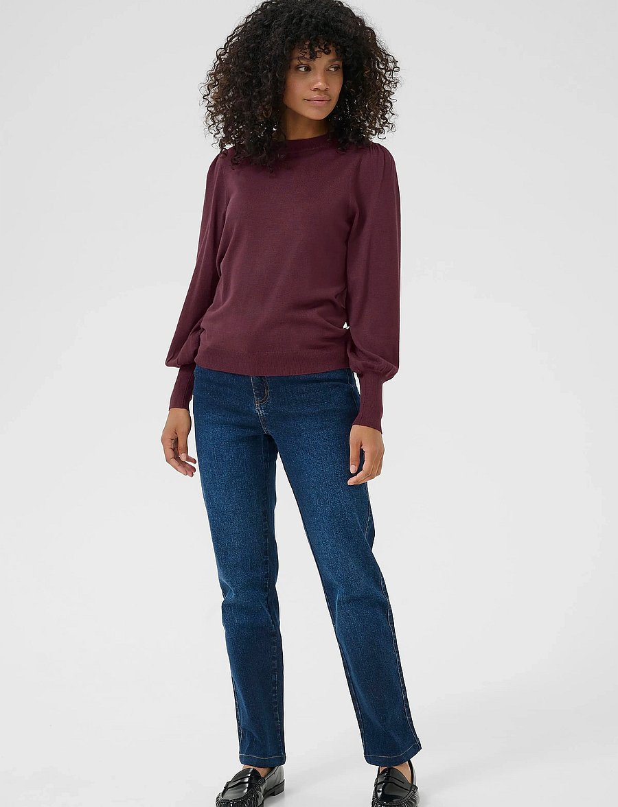Kaffe - KAlizza Round Neck Knit Pullover Bu - pullover - windsor wine - 3