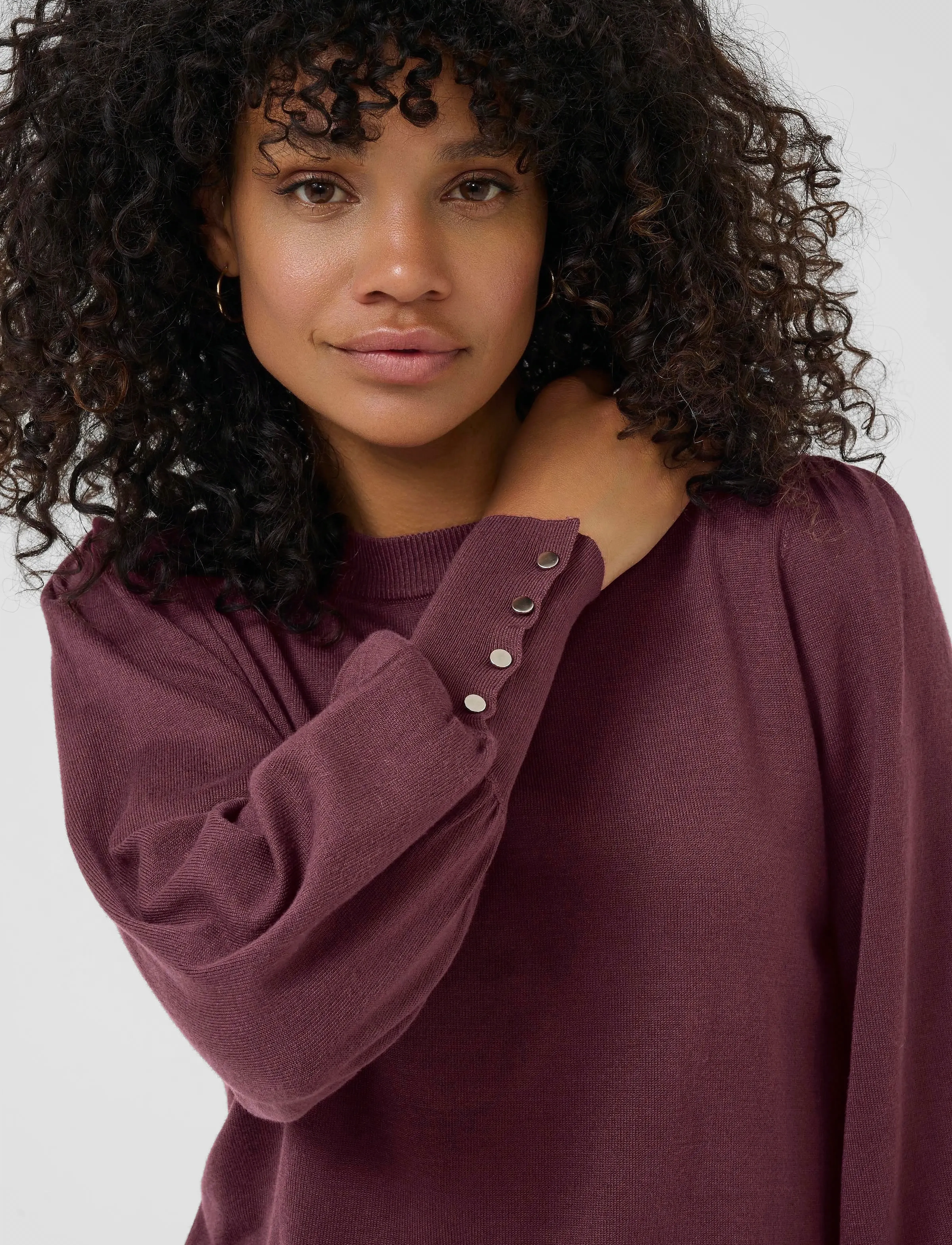 Kaffe - KAlizza Round Neck Knit Pullover Bu - tröjor - windsor wine - 4
