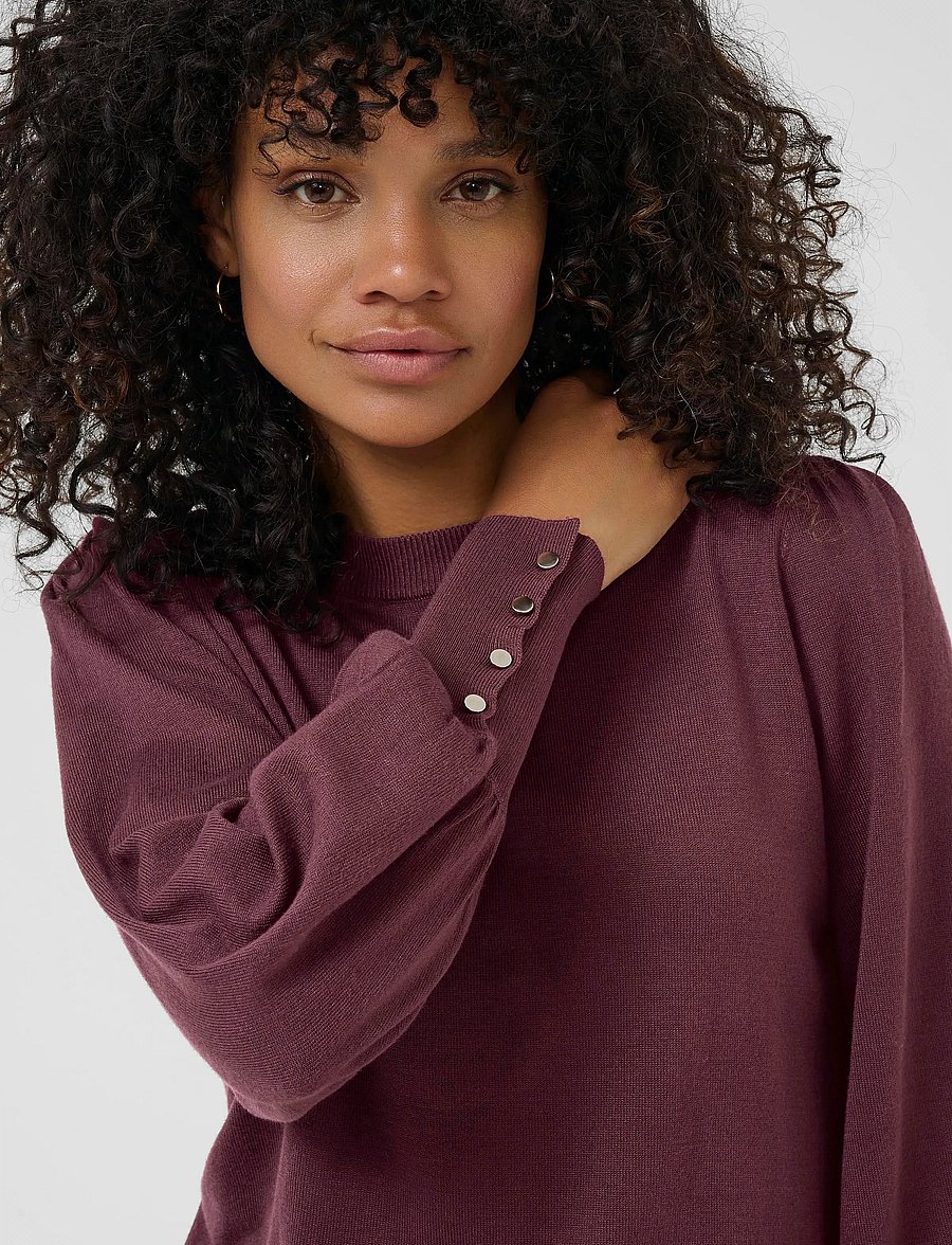 Kaffe - KAlizza Round Neck Knit Pullover Bu - pullover - windsor wine - 4