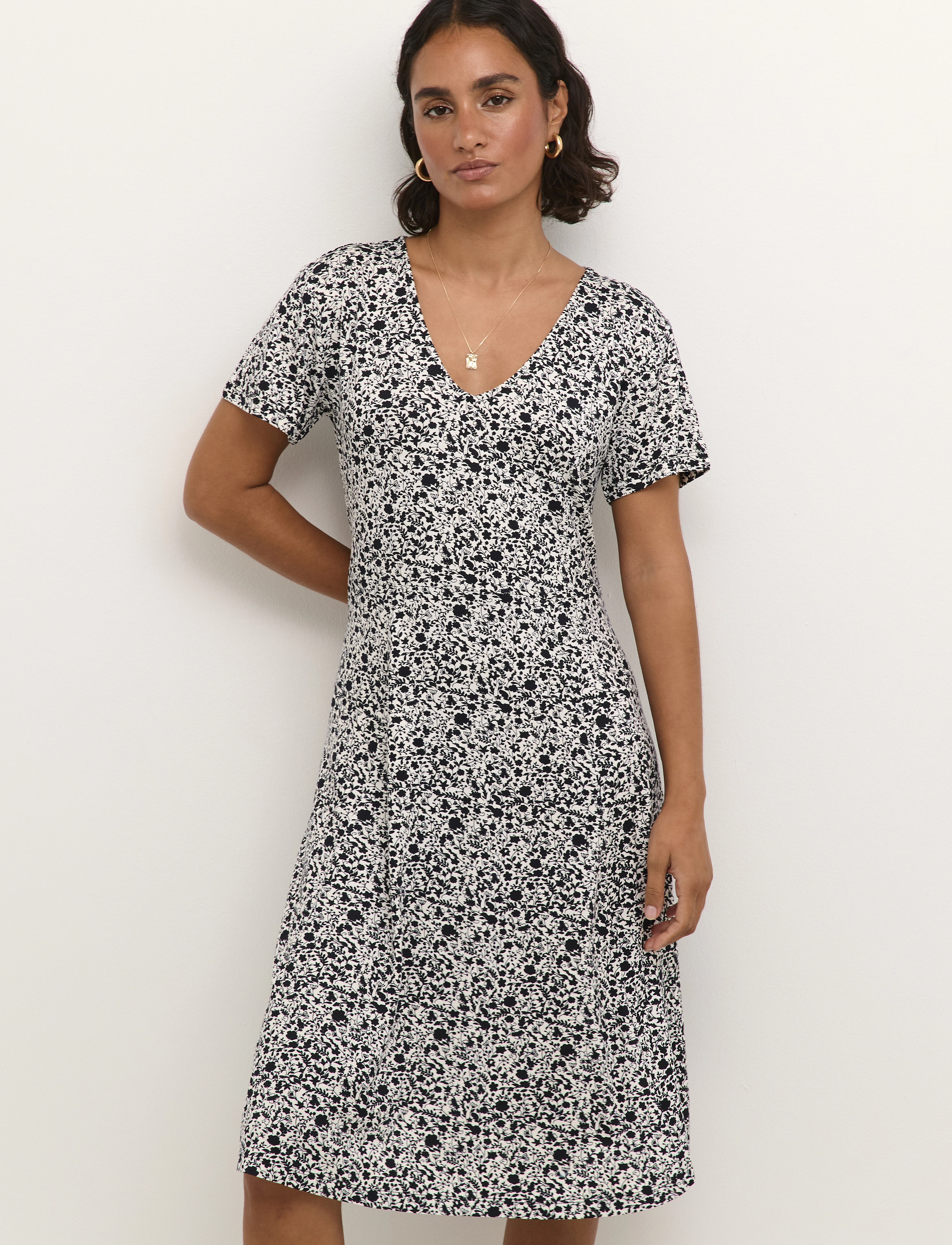 Kaffe - KAmille Jersey Dress - black/chalk petit fleur - 2