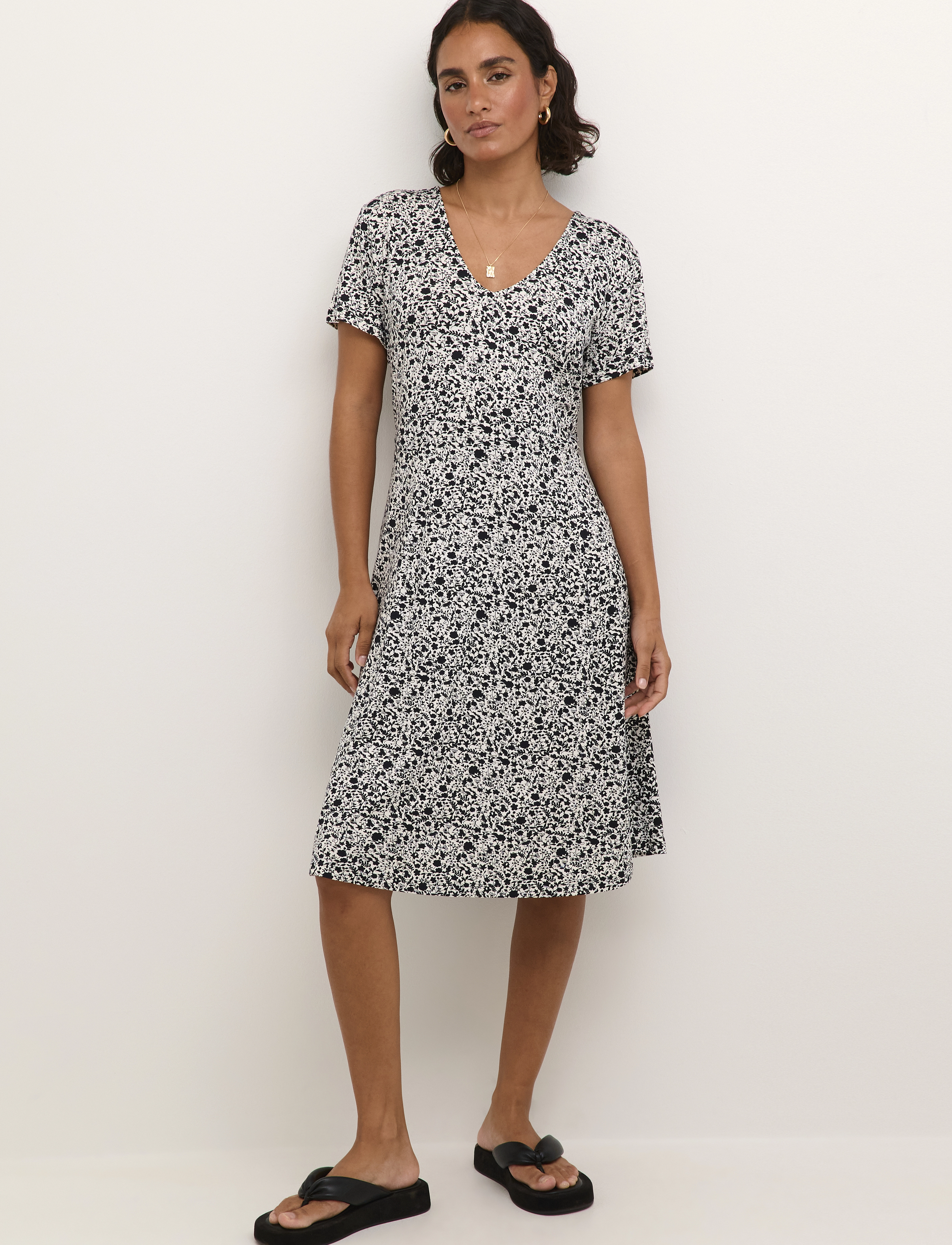 Kaffe - KAmille Jersey Dress - black/chalk petit fleur - 3