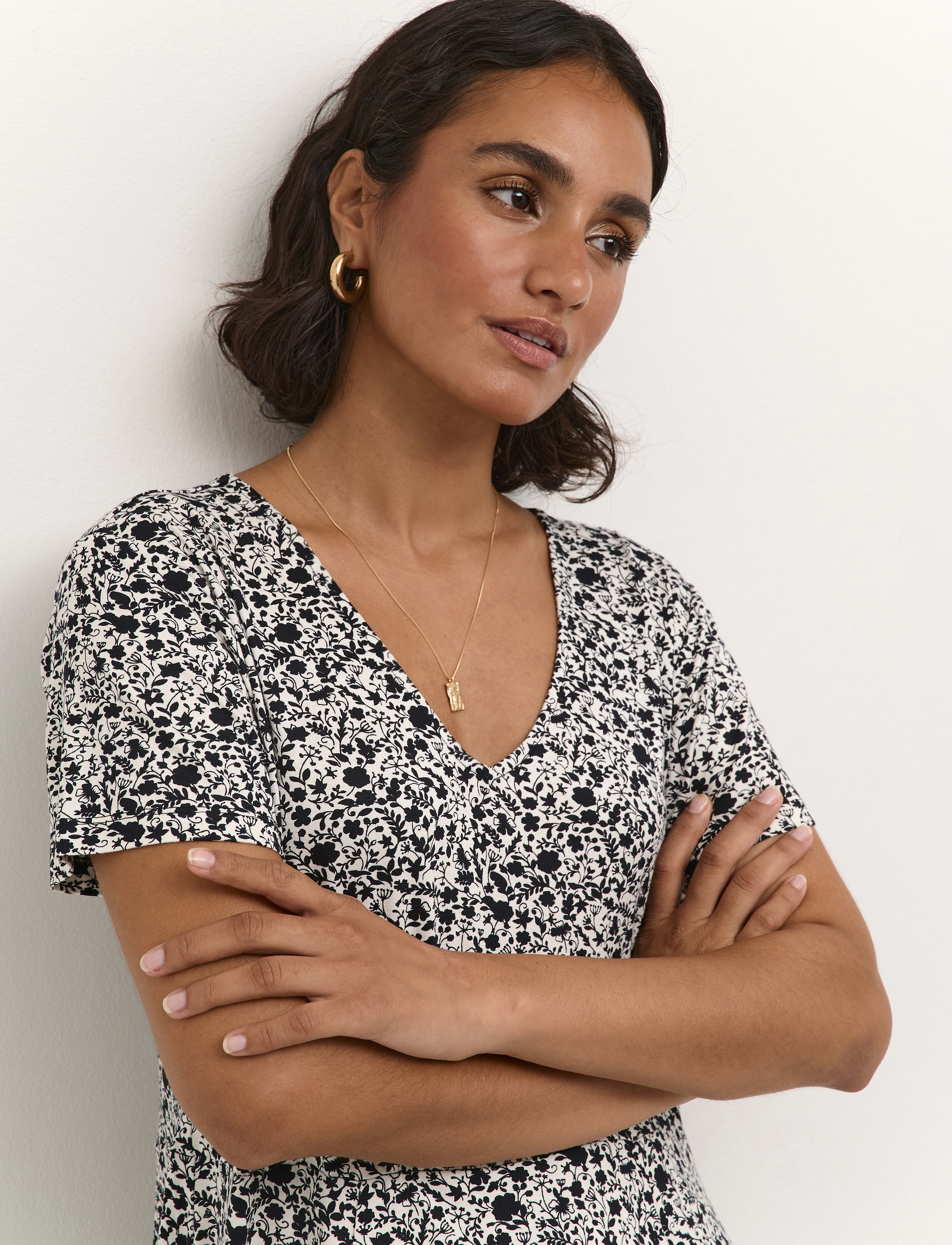 Kaffe - KAmille Jersey Dress - black/chalk petit fleur - 5