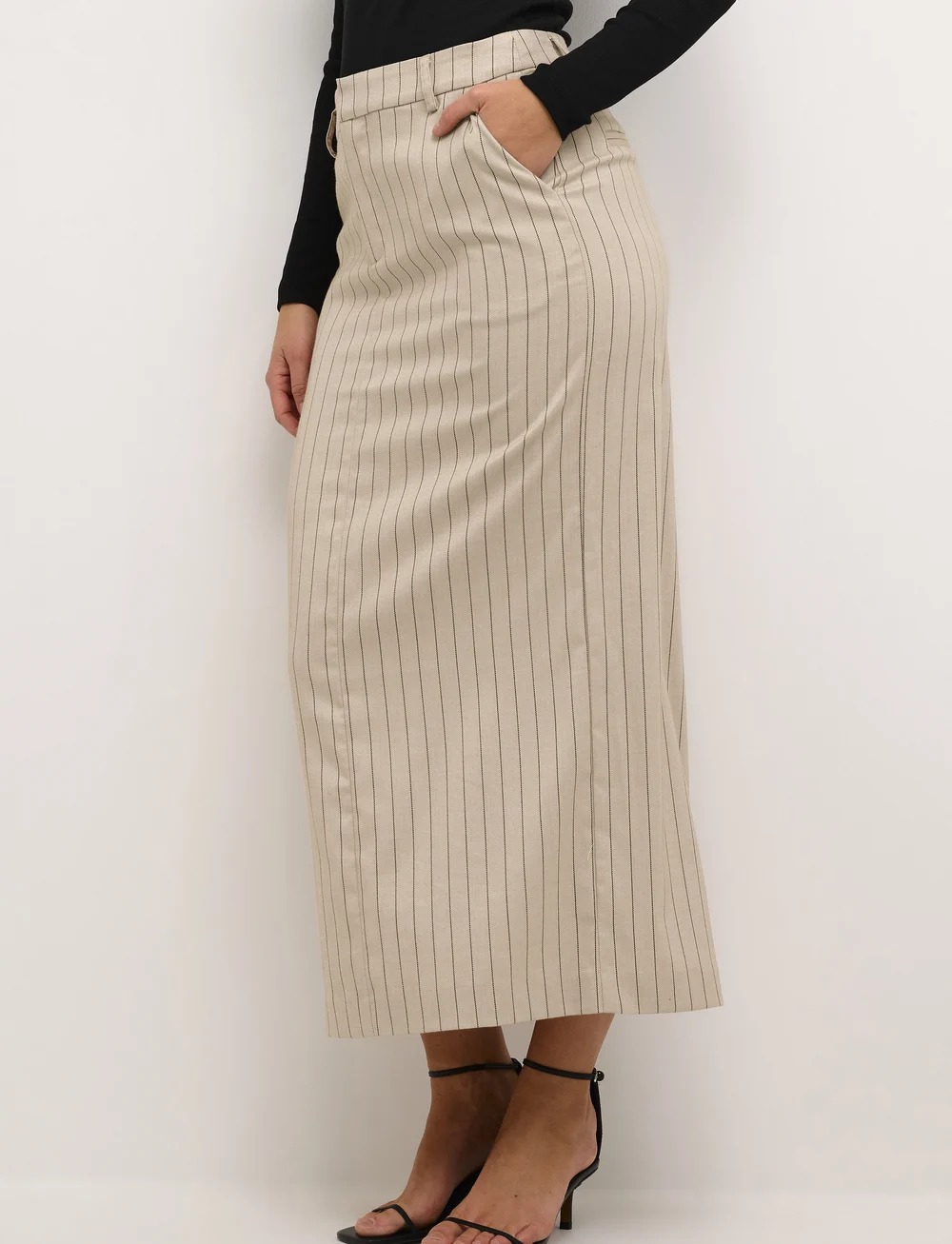 Kaffe - KAagathe Skirt - maxikjolar - sand/black pin stripe - 0