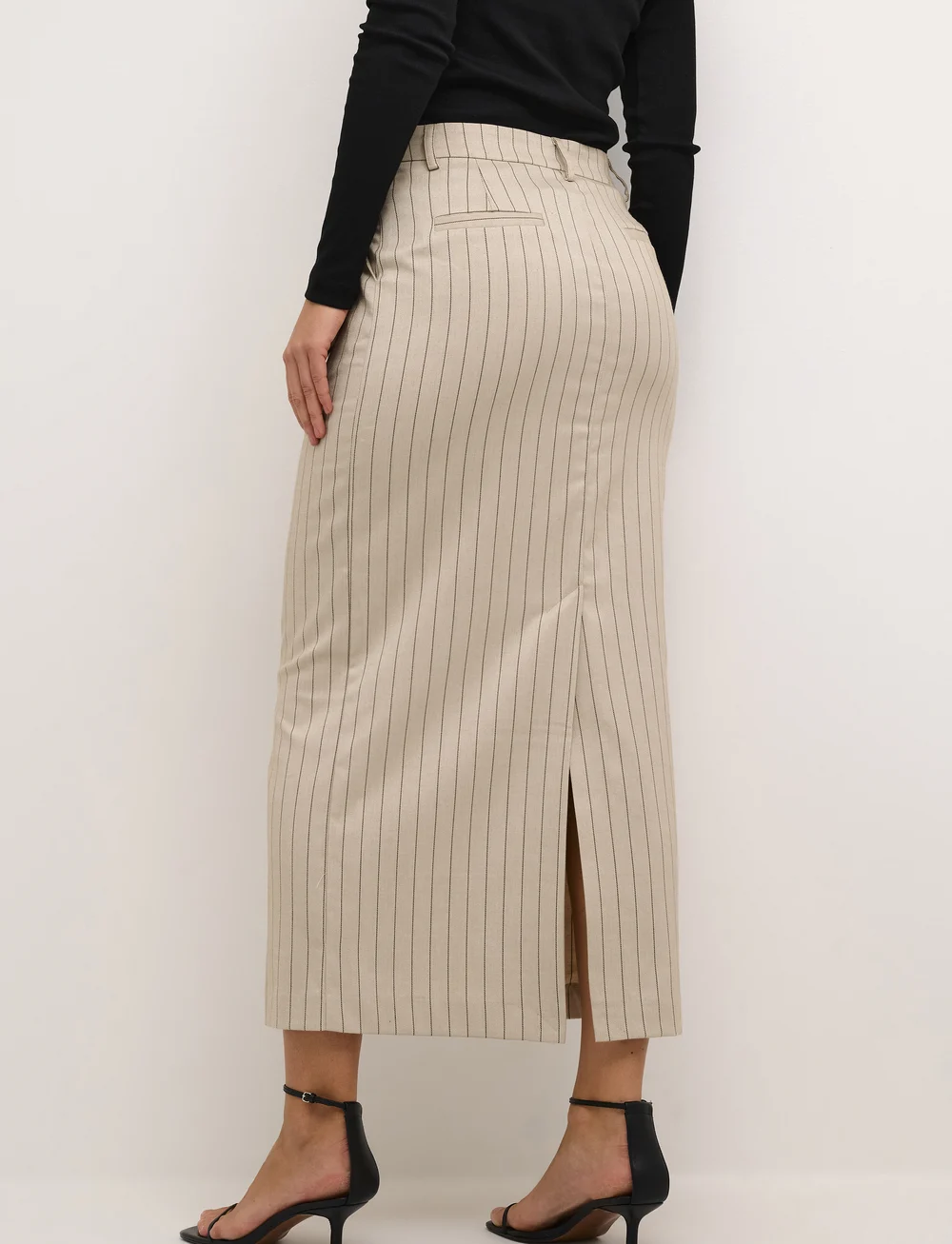 Kaffe - KAagathe Skirt - maxikjolar - sand/black pin stripe - 4