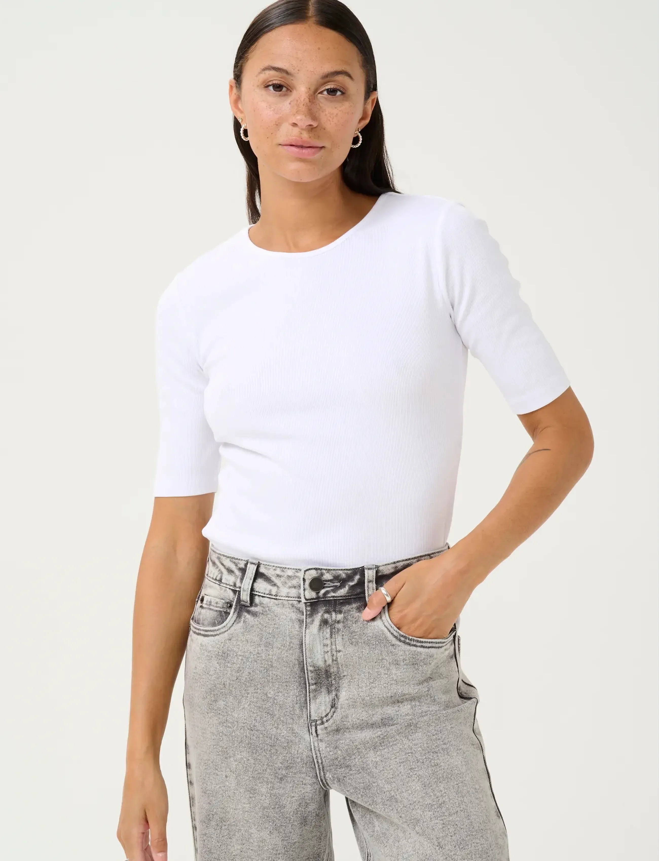 Kaffe Kacarna T-Shirt, XL, White, T-Shirts & Toppe > Kortærmede, Dame
