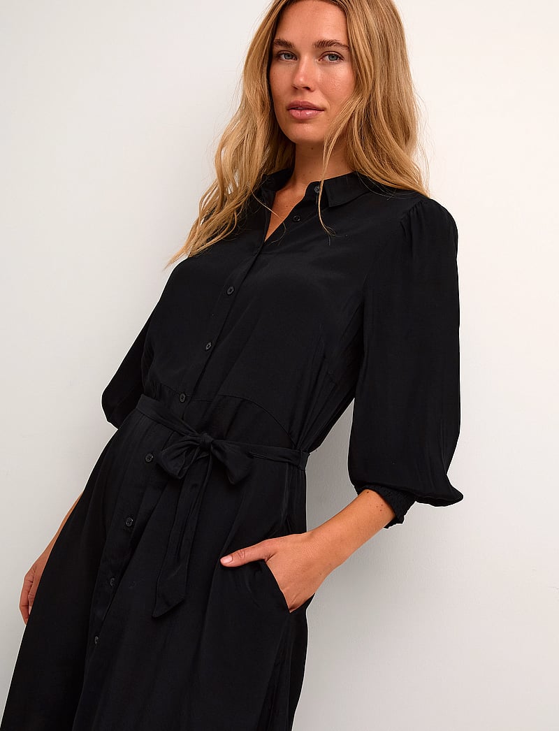 Kaffe - KAemine Oline Dress - skjortklänningar - black deep - 4