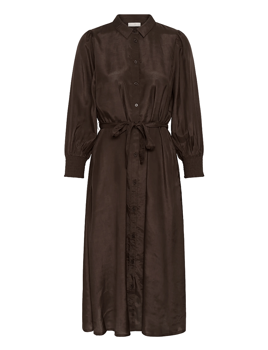 Kaffe - KAemine Oline Dress - skjortklänningar - coffee bean - 0