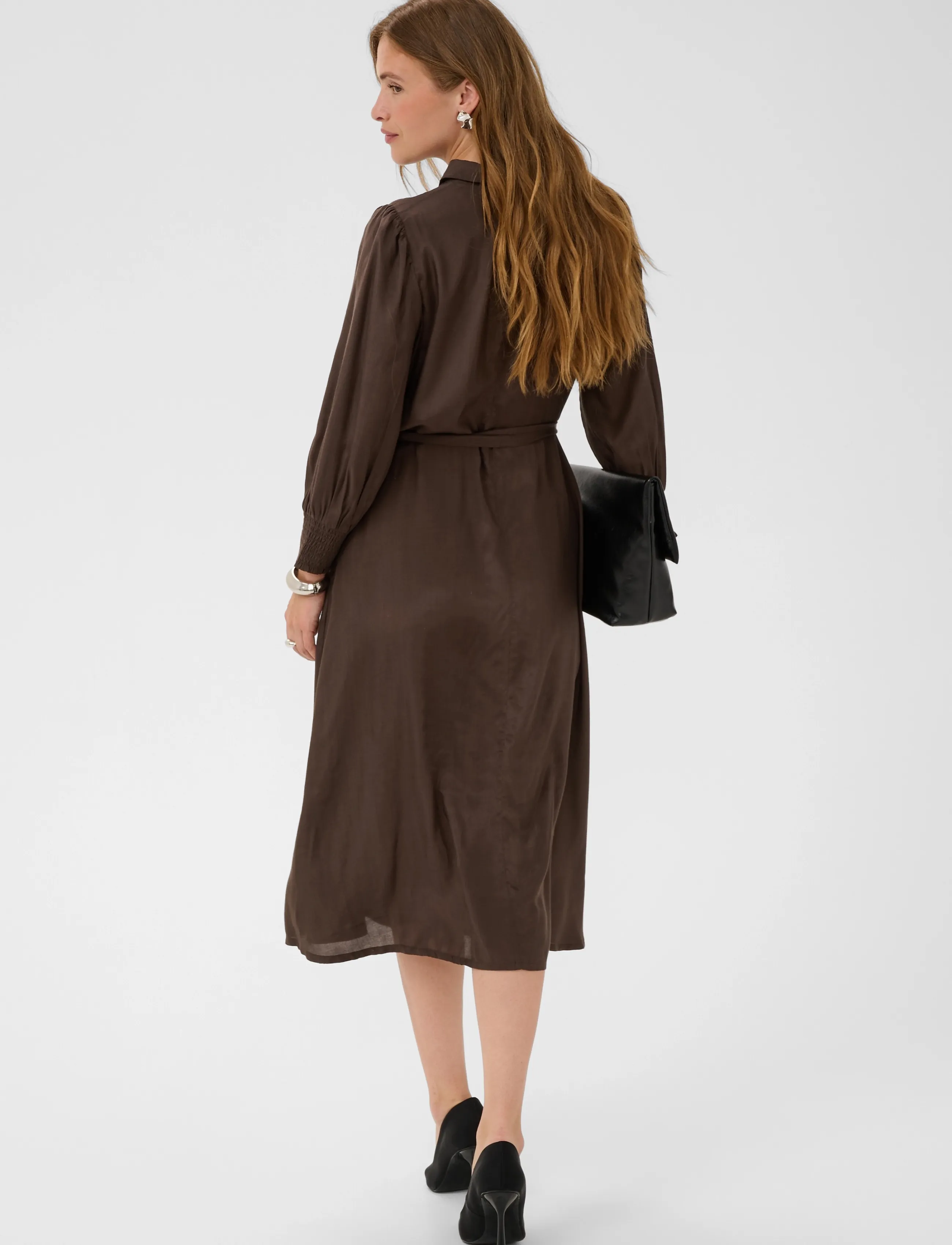 Kaffe - KAemine Oline Dress - skjortklänningar - coffee bean - 3