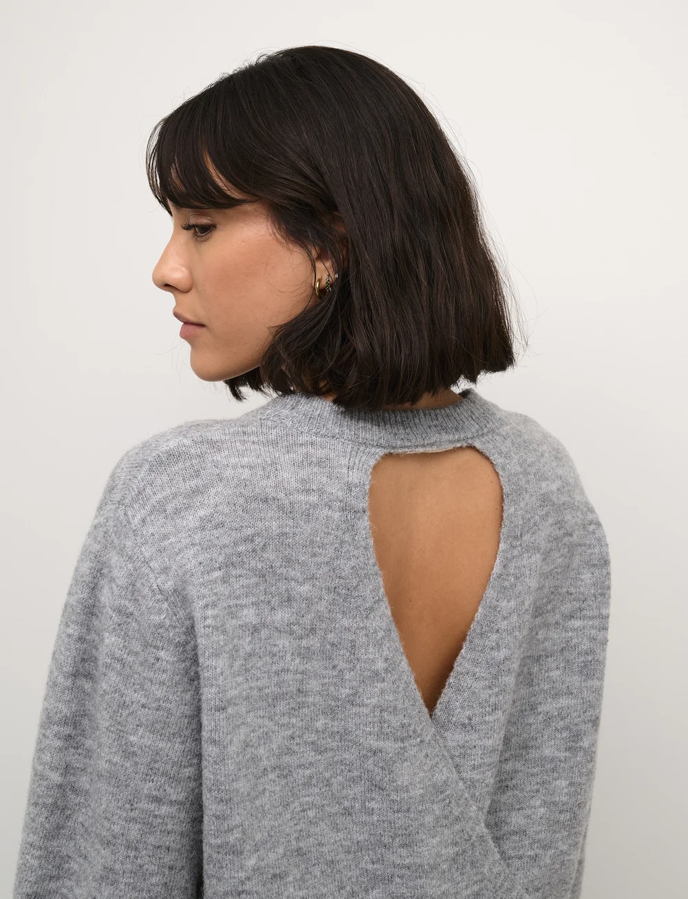 Kaffe - KAmalene Open Back Pullover - striktrøjer - grey melange - 0