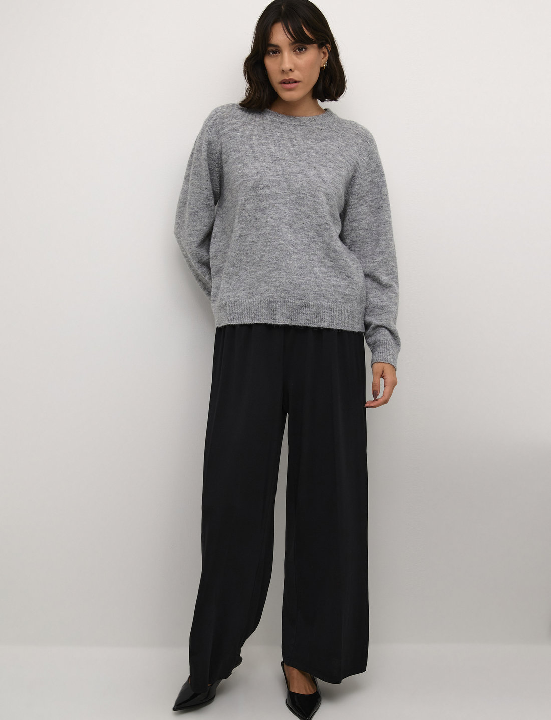 Kaffe - KAmalene Open Back Pullover - striktrøjer - grey melange - 3