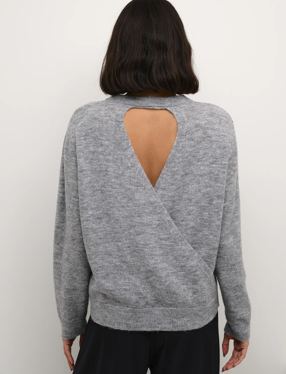 Kaffe - KAmalene Open Back Pullover - striktrøjer - grey melange - 4