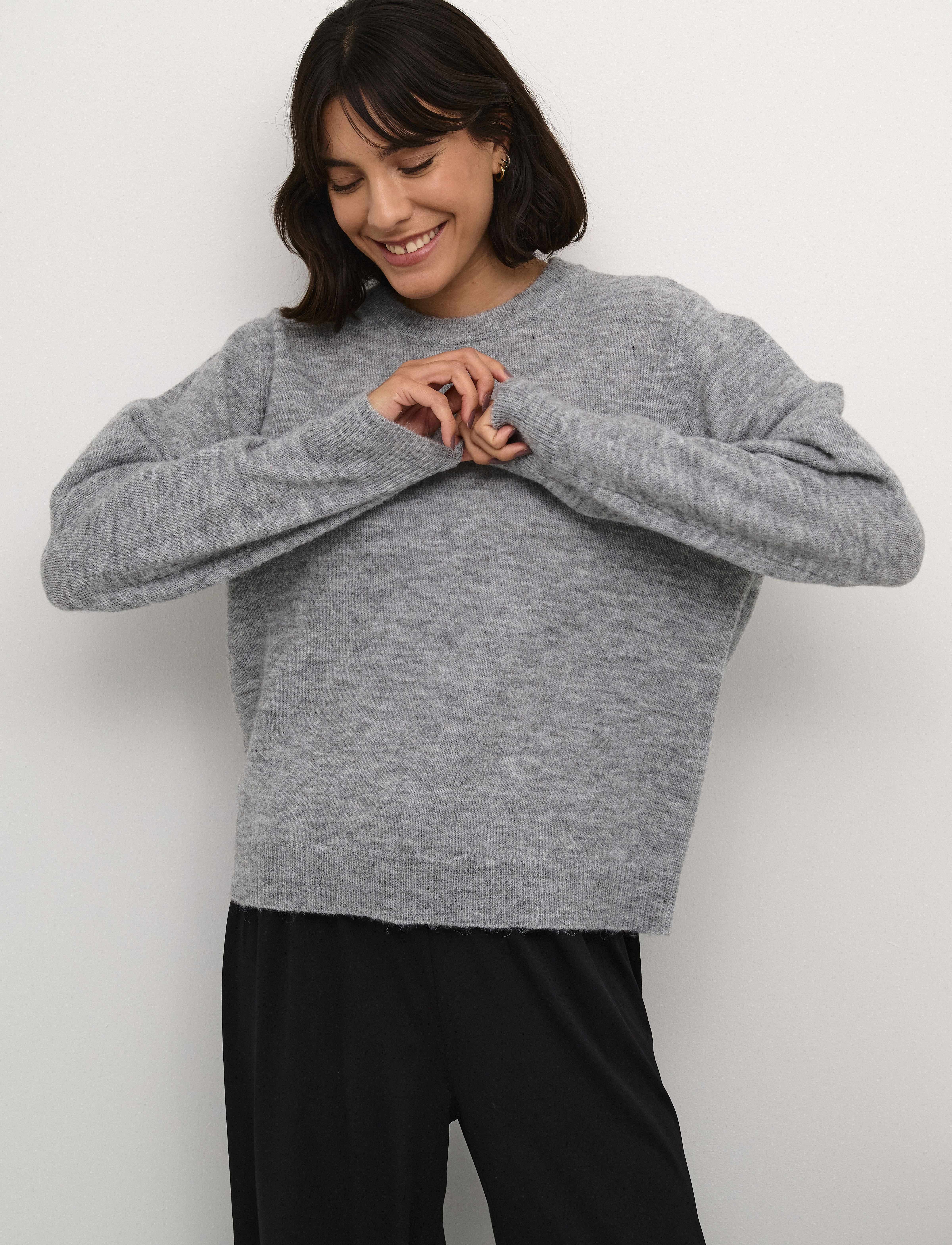Kaffe - KAmalene Open Back Pullover - grey melange - 5