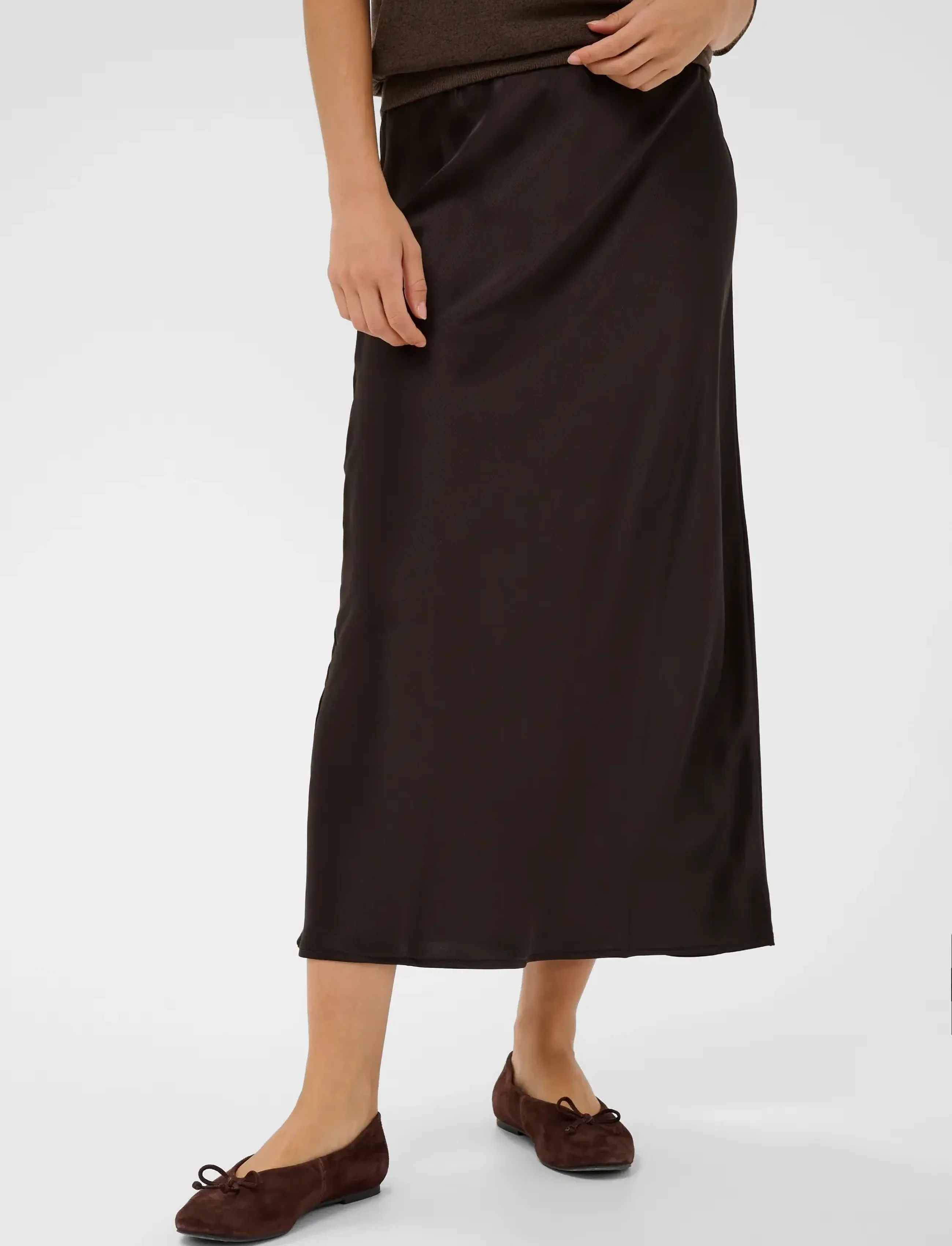 Kaffe Kalotte Skirt, 46, Brown, Nederdele > Knælange Og Midi, Dame