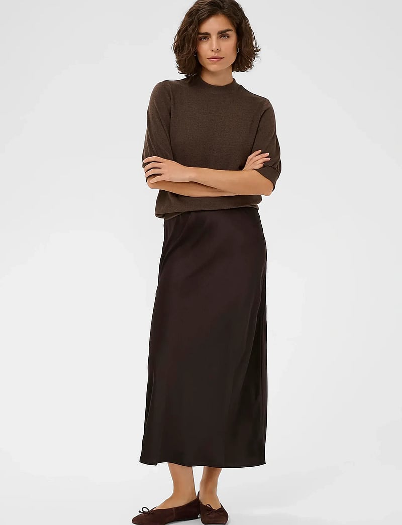 Kaffe - KAlotte Skirt - satiinist seelikud - coffee bean - 3