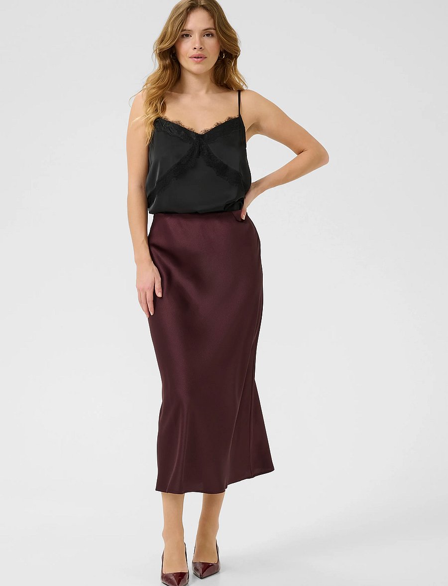 Kaffe - KAlotte Skirt - satiinseelikud - fudge - 3