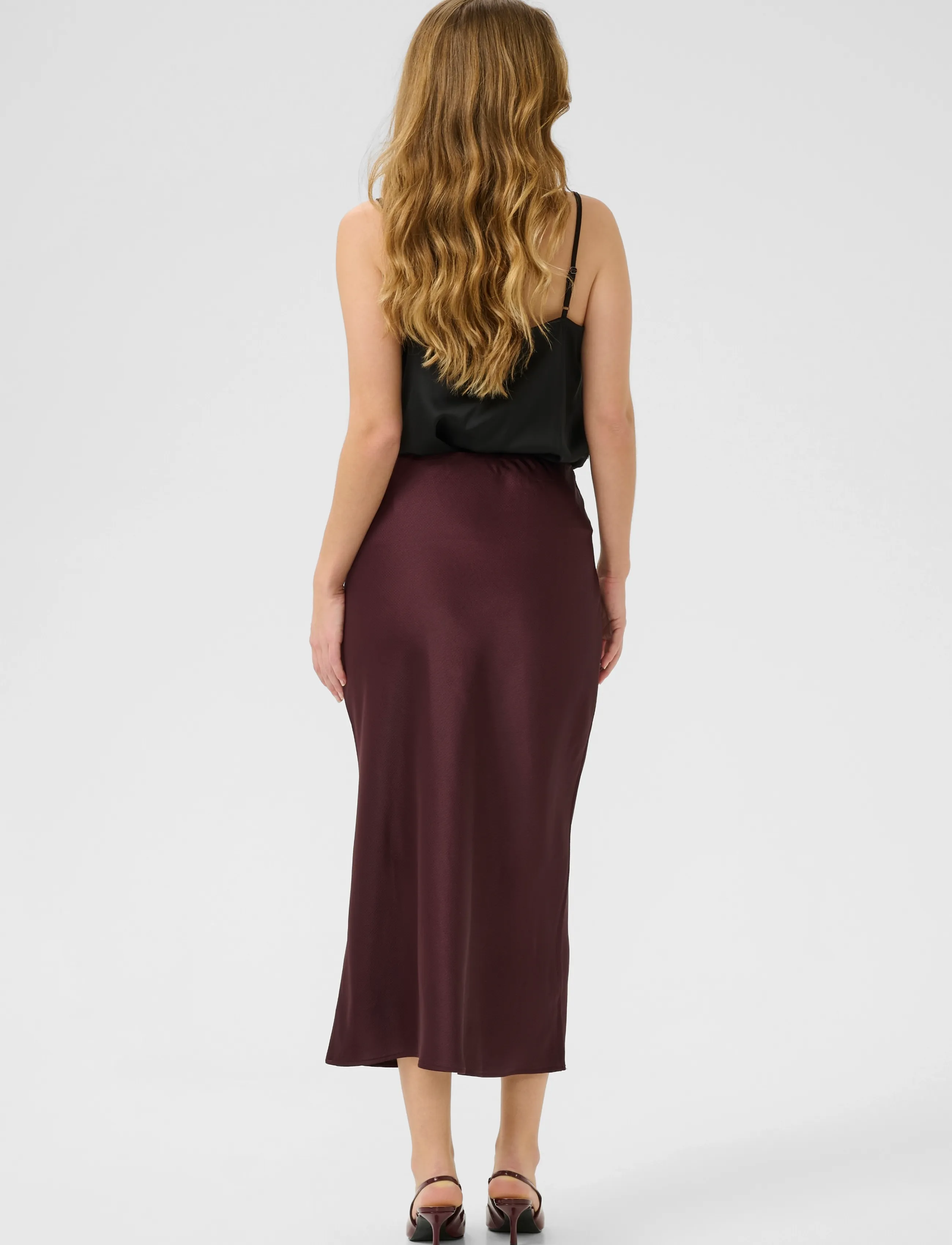Kaffe - KAlotte Skirt - satiinseelikud - fudge - 4