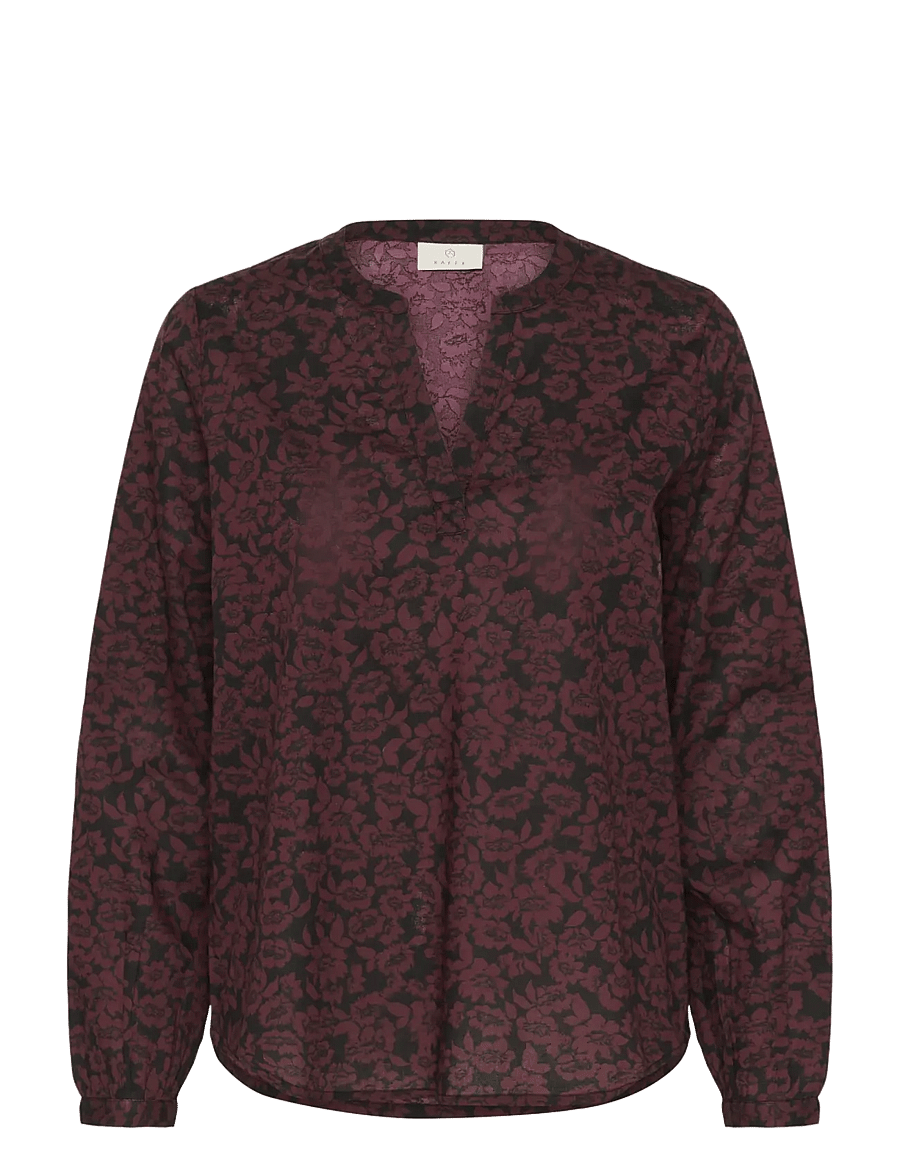 Kaffe - KAbeathe Blouse - langärmelige blusen - fudge/black flower print - 1
